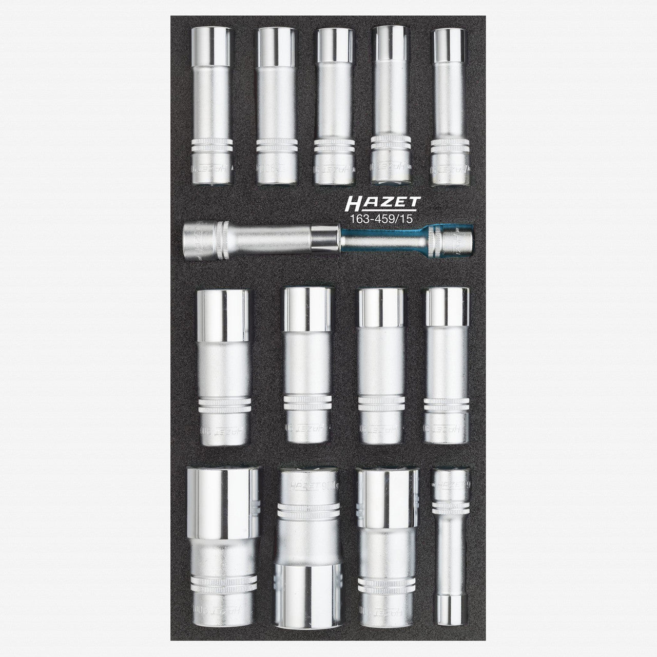 Hazet 163-459/15 1/2" Deep Metric Socket Set, 15 Pieces - HZ163-459/15 - KC Tool
