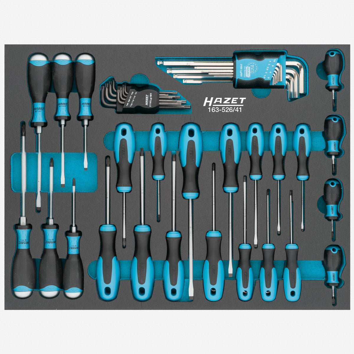 Hazet 163-526/41 Screwdriver and L-Key Set in Foam Tray, Metric, 41 Pieces - HZ163-526/41 - KC Tool