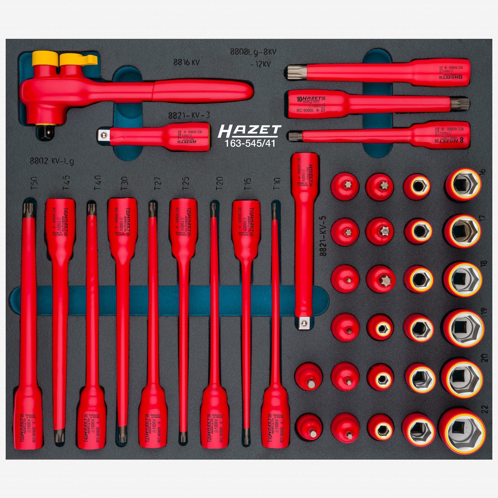 Hazet 163-545/41 3/8" Metric VDE Insulated Socket Set, 41 Pieces - HZ163-545/41 - KC Tool