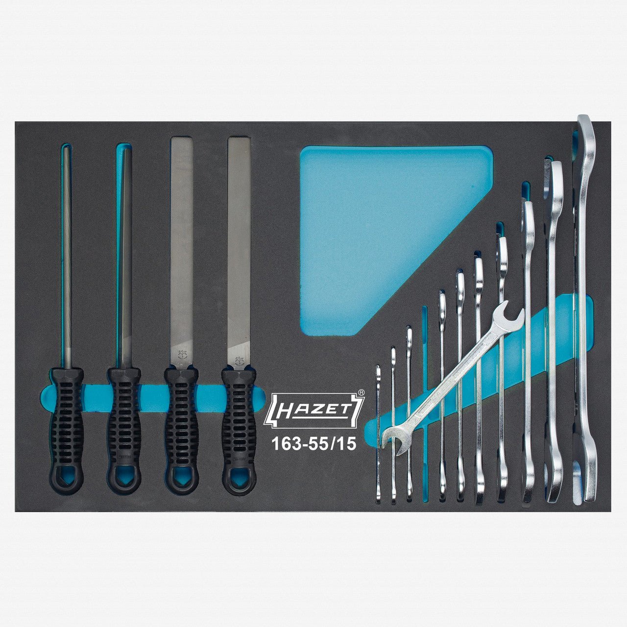 Hazet 163 - 55/15 Metric Wrench and File Set, 15 Pieces - HZ163-55/15 - KC Tool