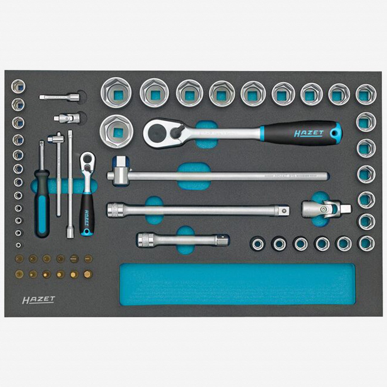 Hazet 163 - 57/56 1/4" and 1/2" Metric Socket Set, 56 Pieces - HZ163-57/56 - KC Tool