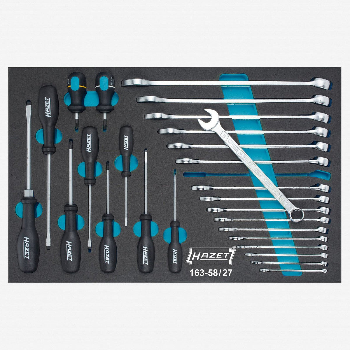 Hazet 163-58/27 Tool set, combination wrenches, screwdrivers - HZ163-58/27 - KC Tool