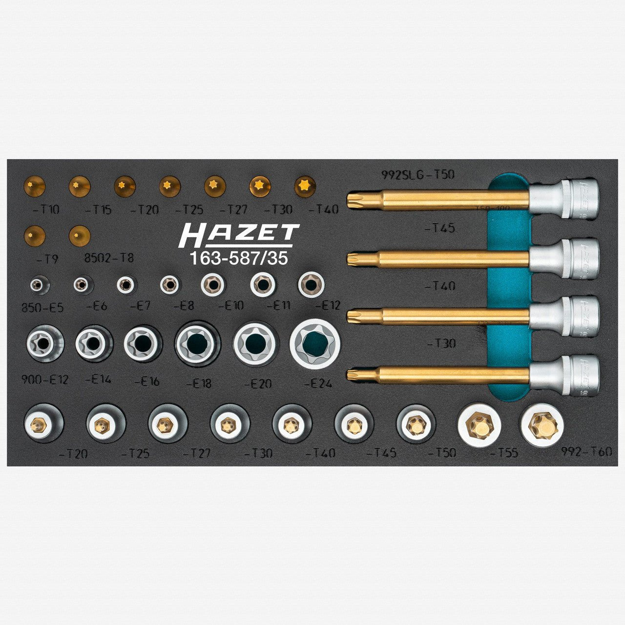 Hazet 163 - 587/35 1/4" and 1/2" Drive Torx Socket Set, 35 Pieces - HZ163-587/35 - KC Tool