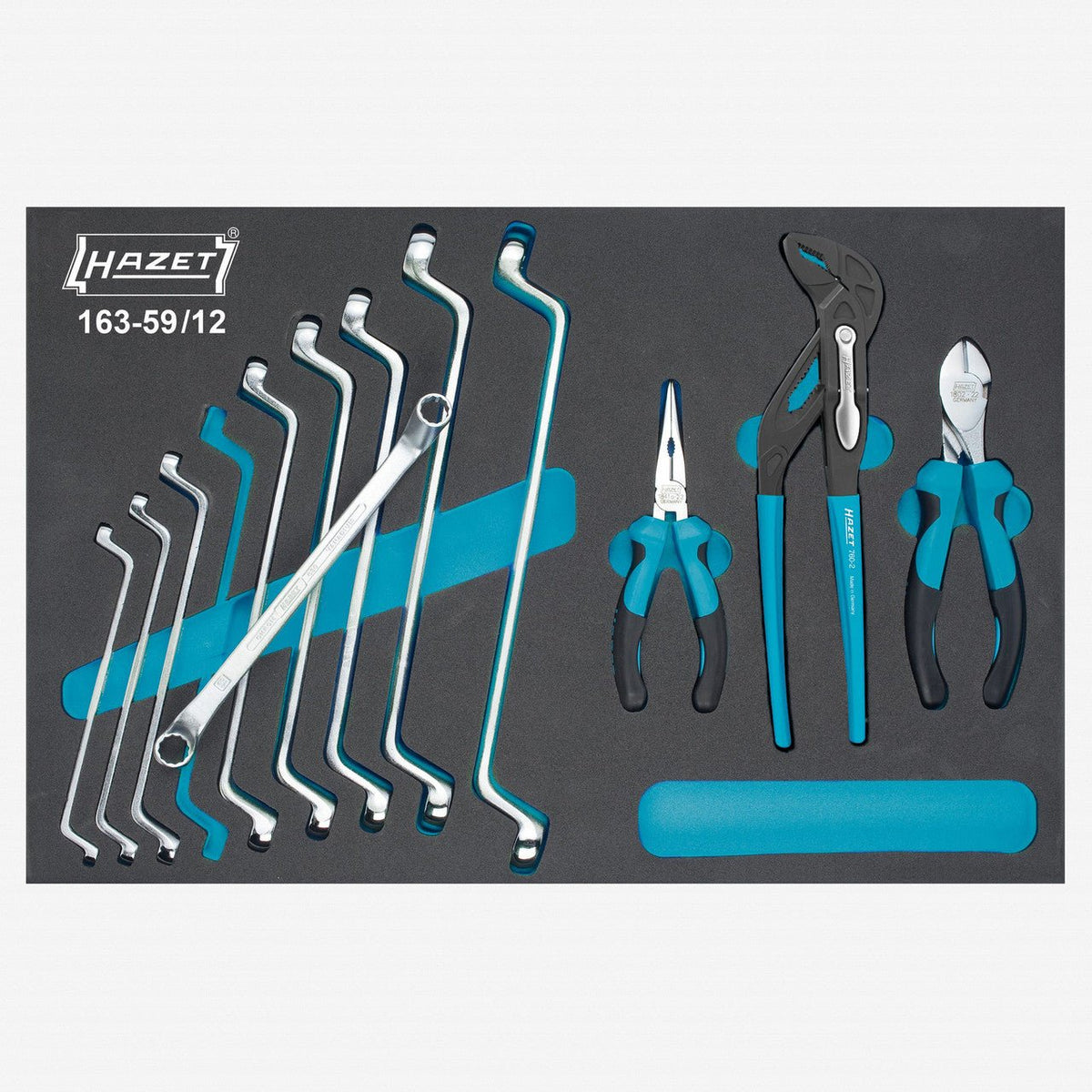 Hazet 163-59/12 Tool set, double box-end wrenches, pliers - HZ163-59/12 - KC Tool