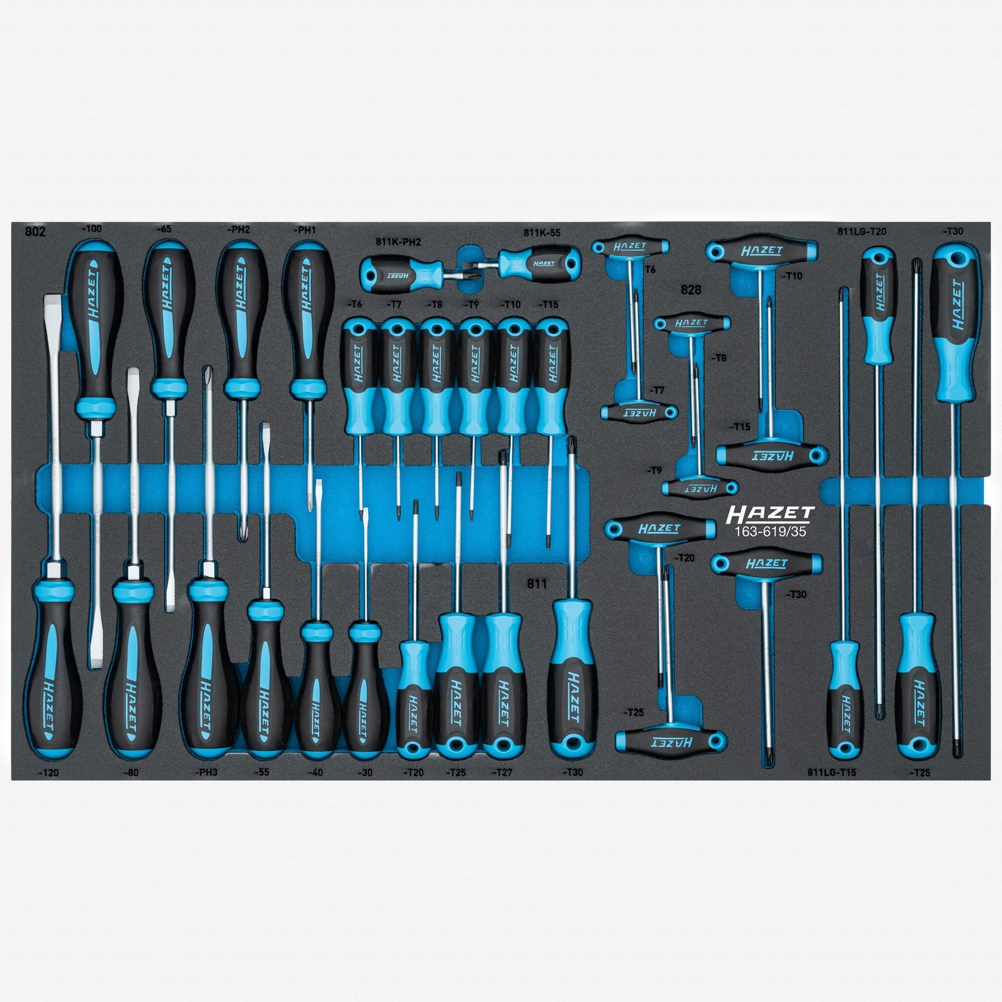 Hazet 163-619/35 TORX®-Slotted-Phillips Screwdriver Set, 35 Pieces - HZ163-619/35 - KC Tool
