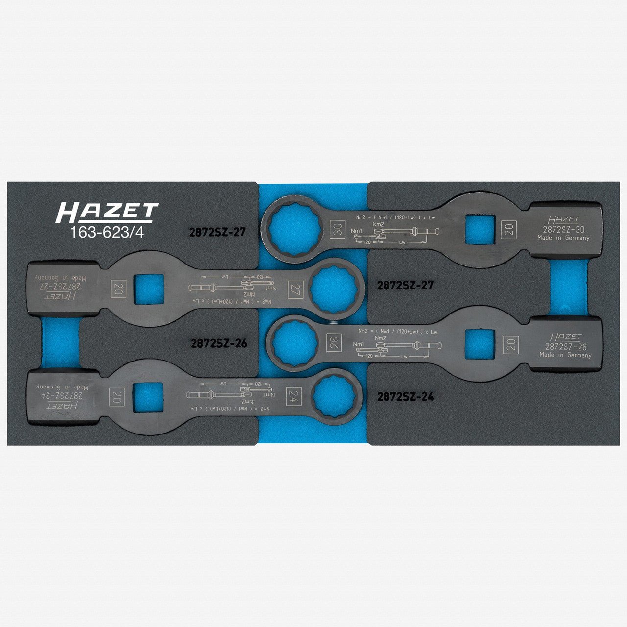 Hazet 163 - 623/4 12 - point Striking Face Box - End Wrench Set, 24 - 30 mm, 4 Pieces - HZ163-623/4 - KC Tool