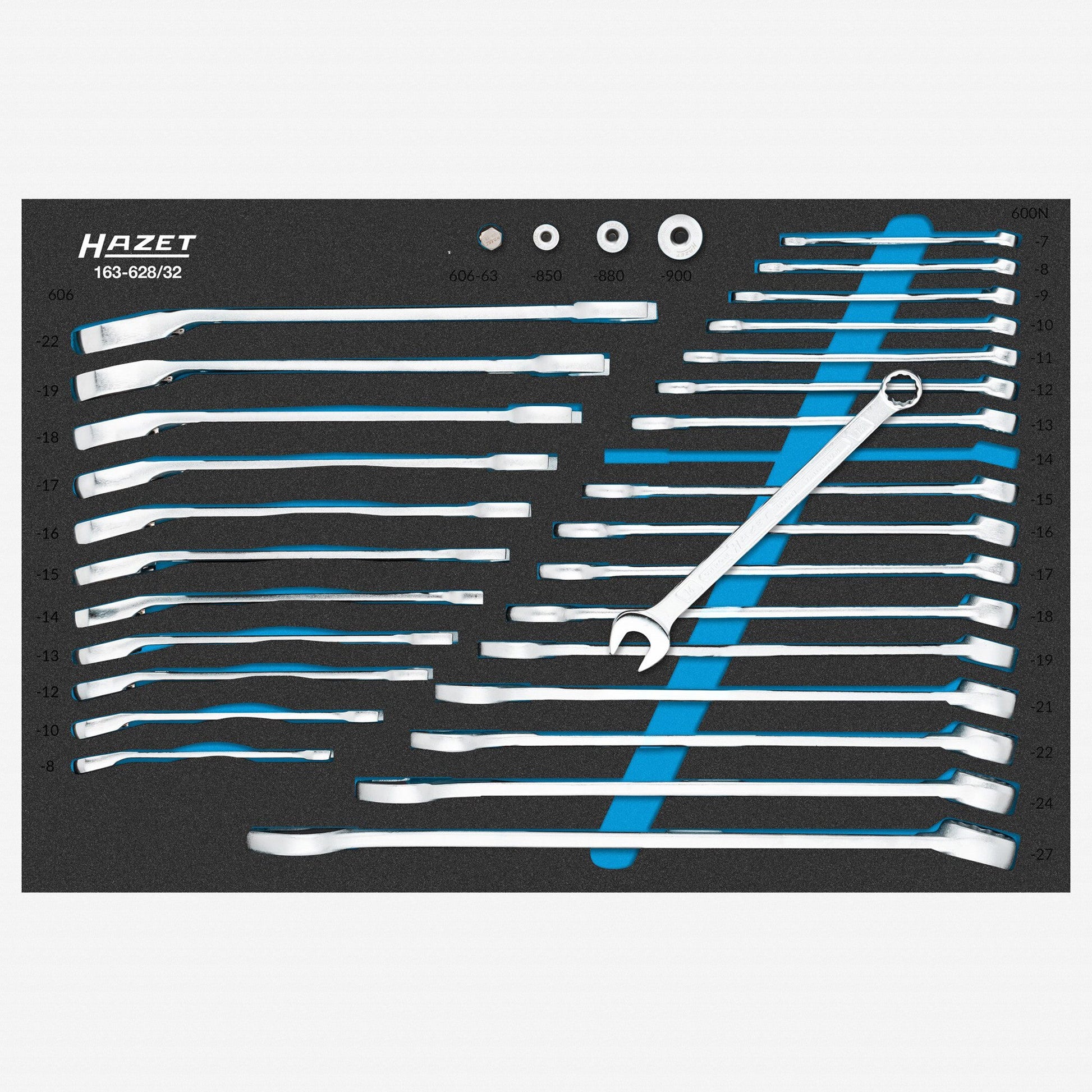 Hazet 163-628/32 Combination and Ratcheting Metric Wrench Set, 7 - 27 mm, 32 Pieces - HZ163-628/32 - KC Tool