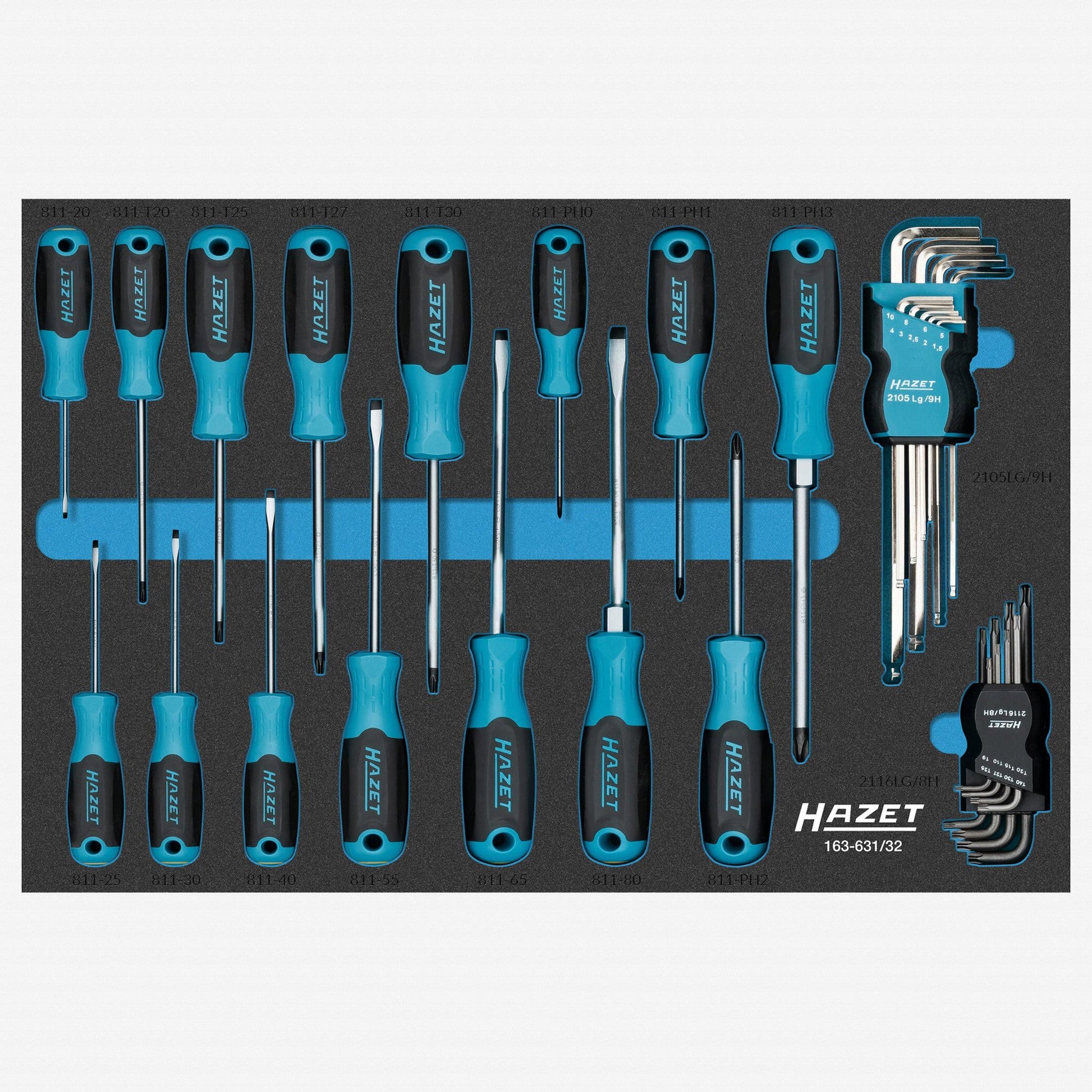 Hazet 163-631/32 Screwdriver and L-Key Set, Metric, 32 Pieces - HZ163-631/32 - KC Tool