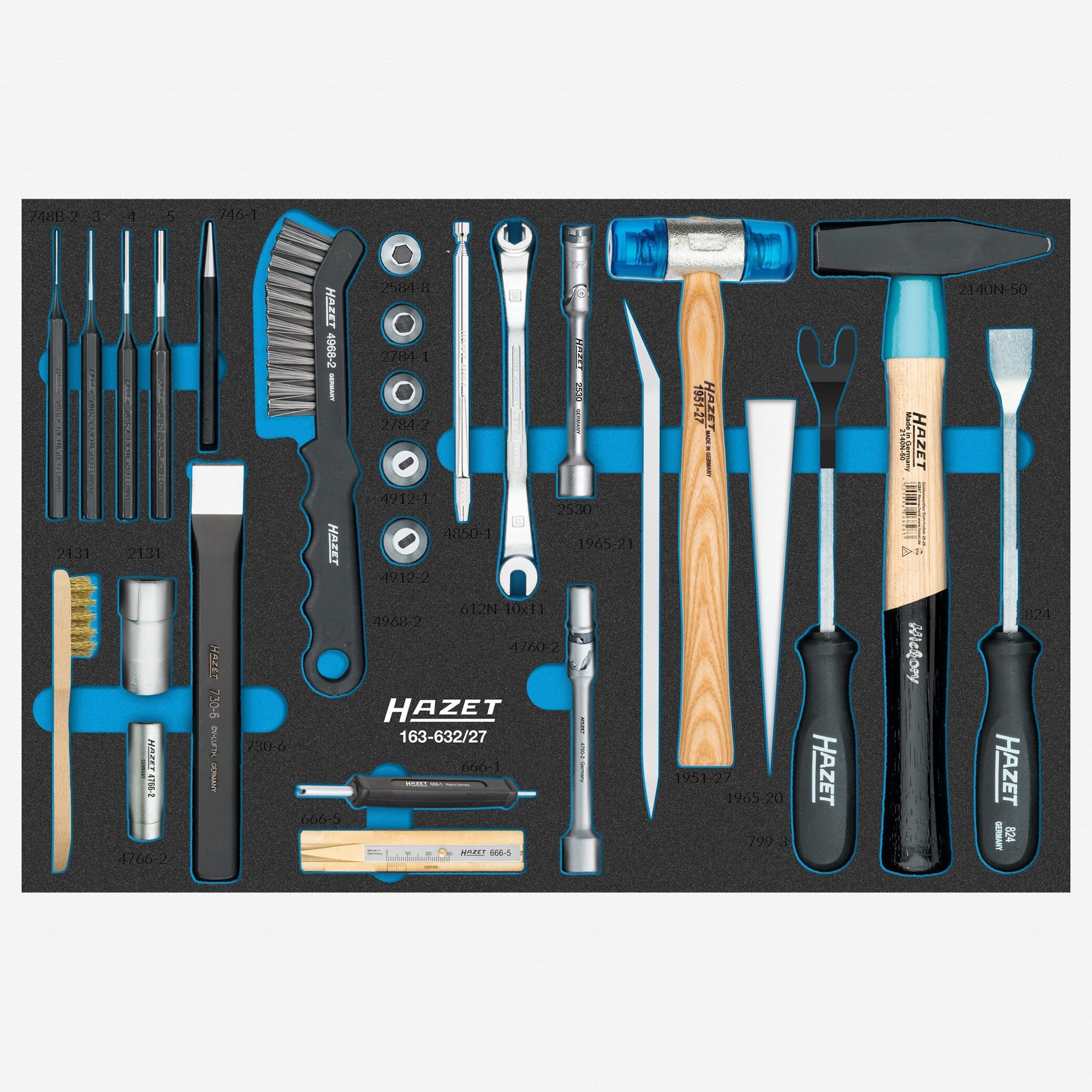 Hazet 163-632/27 Mechanic's Tool Set, 27 Pieces - HZ163-632/27 - KC Tool
