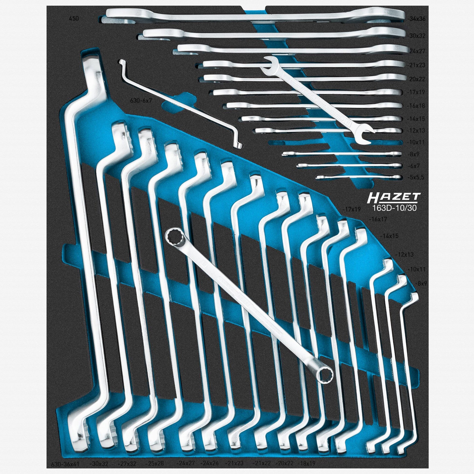 Hazet 163D-10/30 Metric Double-Ended Wrench Set in Foam Tray, 30 Pieces - HZ163D-10/30 - KC Tool