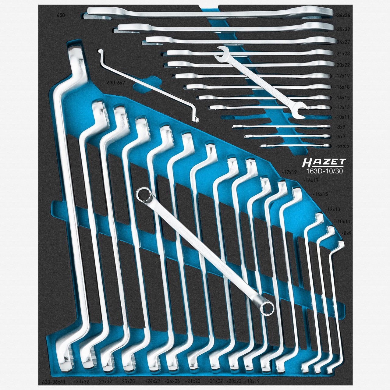 Hazet 163D - 10/30 Metric Double - Ended Wrench Set in Foam Tray, 30 Pieces - HZ163D-10/30 - KC Tool