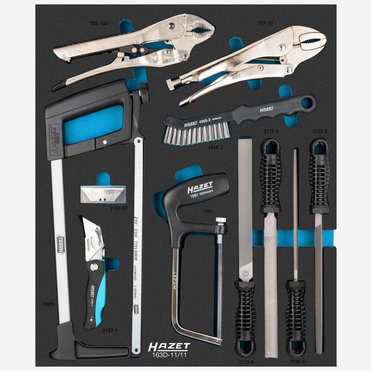 Hazet 163D - 11/11 Metalworking Set in Foam Tray, 11 Pieces - HZ163D-11/11 - KC Tool