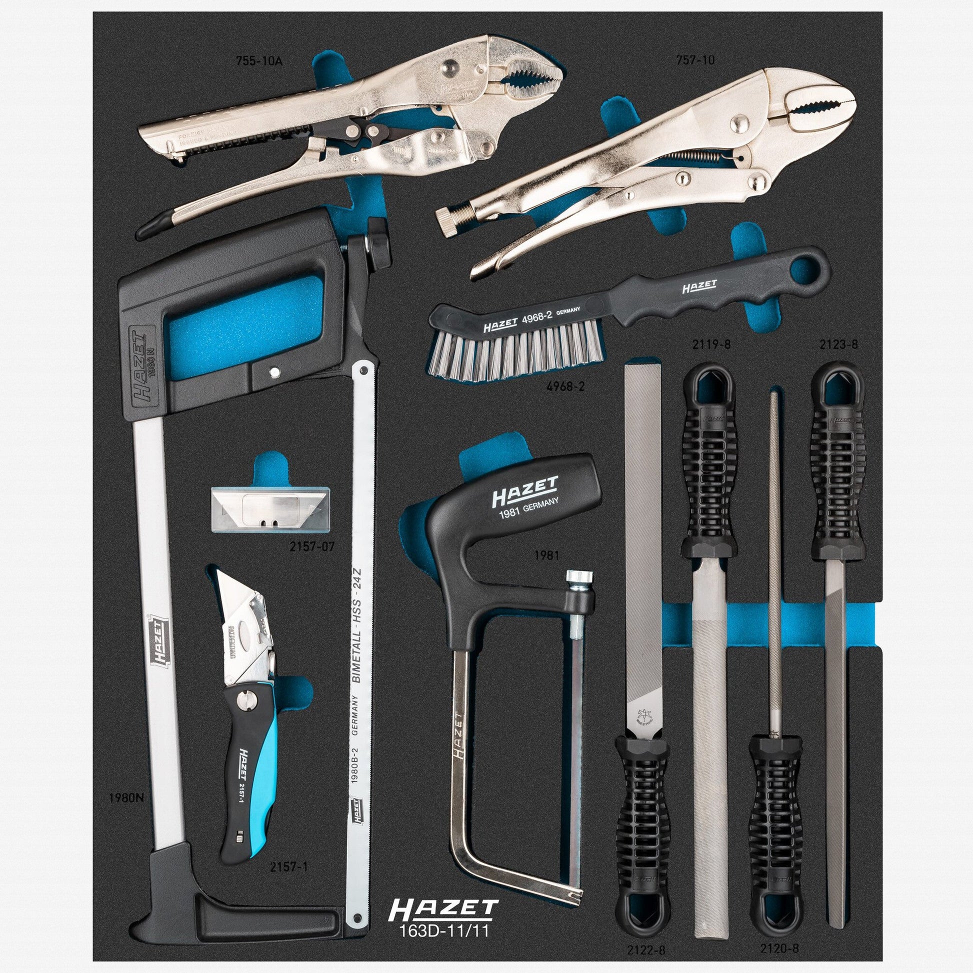 Hazet 163D-11/11 Metalworking Set in Foam Tray, 11 Pieces - HZ163D-11/11 - KC Tool