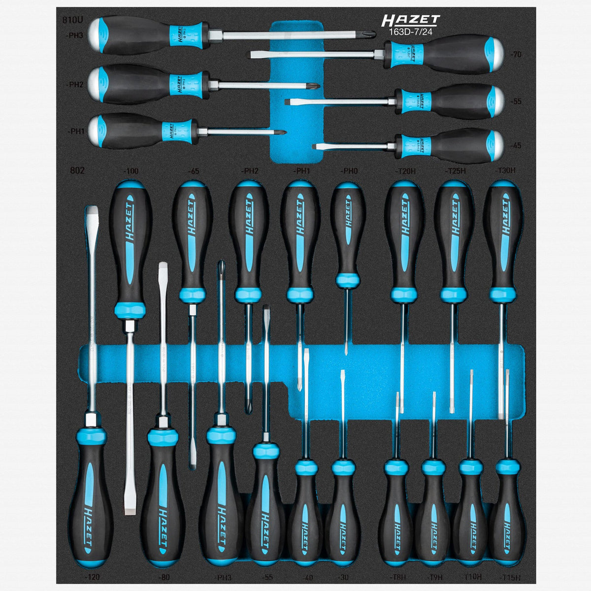 Hazet 163D-7/24 Screwdriver Set in Foam Tray, 24 Pieces - HZ163D-7/24 - KC Tool
