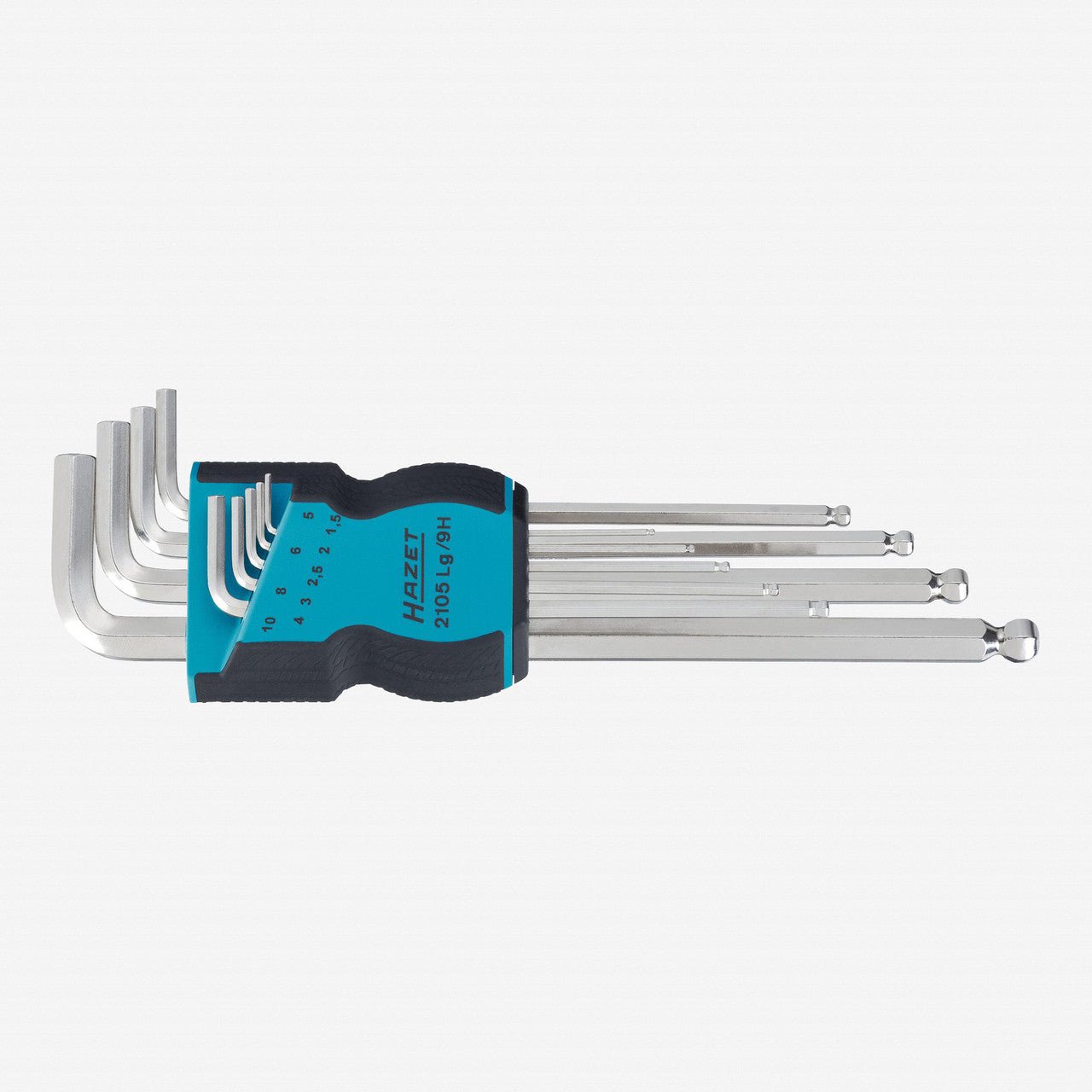 Hazet 2105LG/9H 9 Piece Metric Ball End Hex L - key Long Set in Holder - HZ2105LG/9H - KC Tool