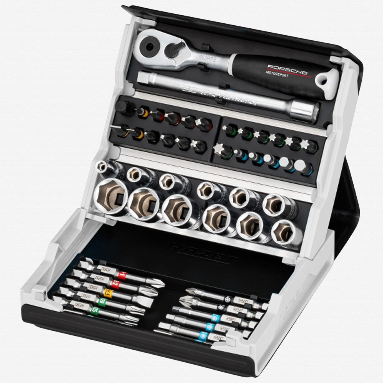 Hazet 2200SC - 2 - PD Porsche Motorsport SmartCase Metric 1/4" Socket Set, 50 PIeces - HZ2200SC-2-PD - KC Tool