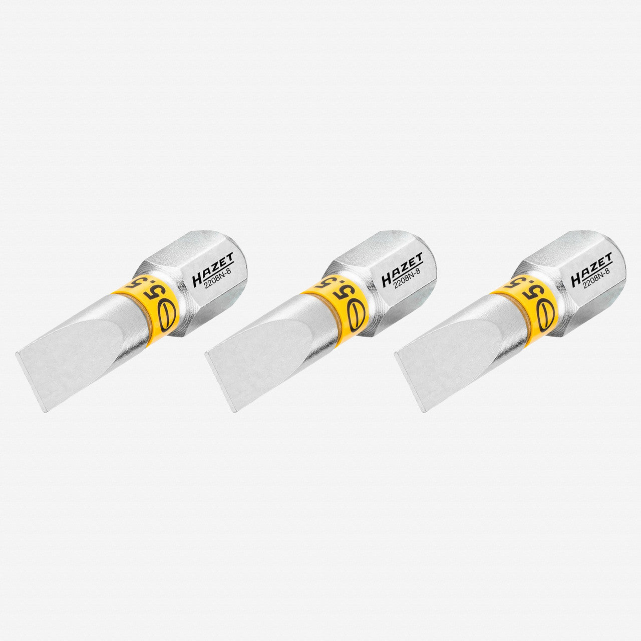 Hazet 2208N - 8/3 0.8 x 5.5 x 89 mm Slotted Torsion Bit, 1/4" Drive, 3 Pieces - HZ2208N-8/3 - KC Tool