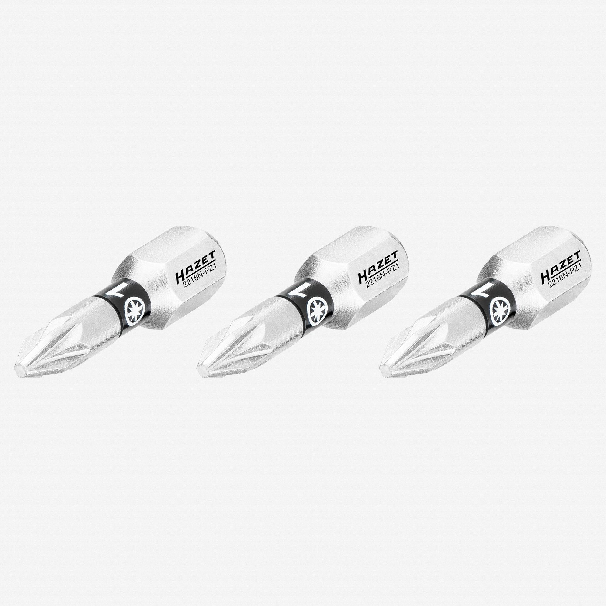 Hazet 2216N-PZ1/3 Pozidriv 1 x 25 mm Torsion Bit, 3 Pieces - HZ2216N-PZ1/3 - KC Tool