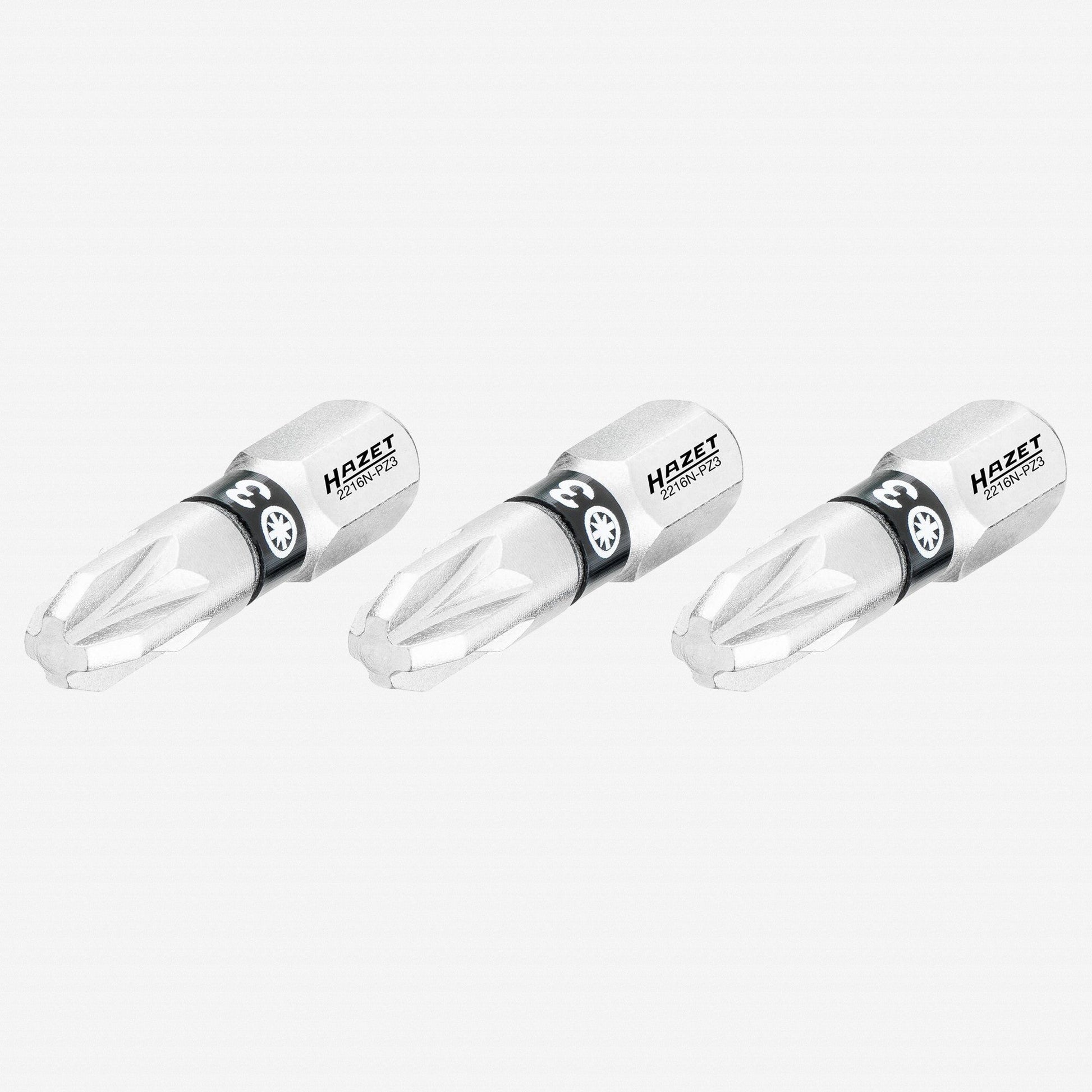 Hazet 2216N-PZ3/3 Pozidriv 3 x 25 mm Torsion Bit, 3 Pieces - HZ2216N-PZ3/3 - KC Tool