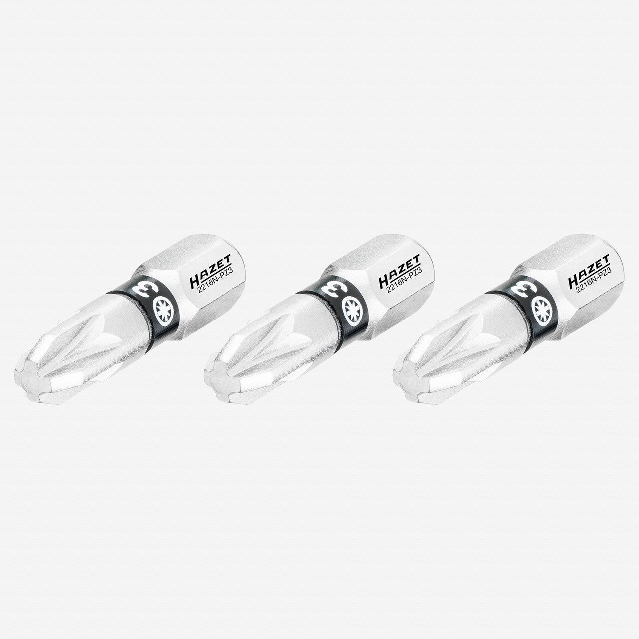 Hazet 2216N - PZ3/3 Pozidriv 3 x 25 mm Torsion Bit, 3 Pieces - HZ2216N-PZ3/3 - KC Tool