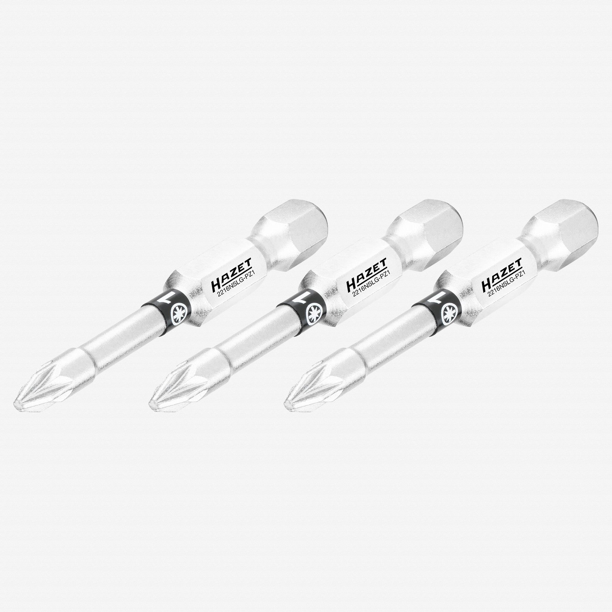 Hazet 2216NSLG-PZ1/3 Pozidriv 1 x 50 mm Torsion Bit, 3 Pieces - HZ2216NSLG-PZ1/3 - KC Tool