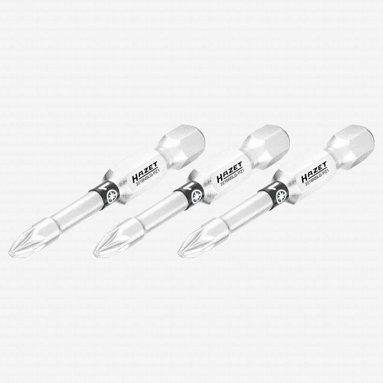 Hazet 2216NSLG - PZ1/3 Pozidriv 1 x 50 mm Torsion Bit, 3 Pieces - HZ2216NSLG-PZ1/3 - KC Tool