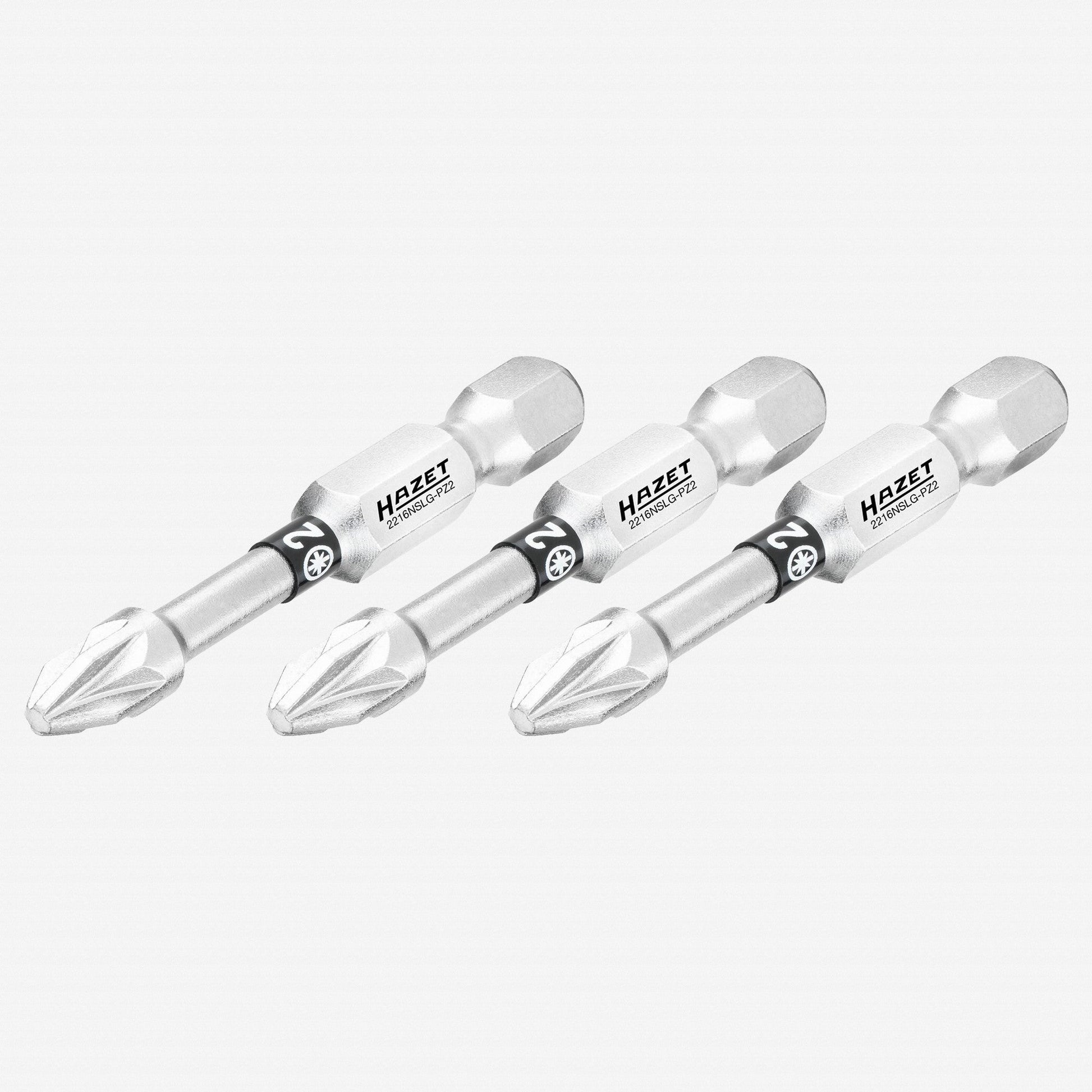 Hazet 2216NSLG-PZ2/3 Pozidriv 2 x 50 mm Torsion Bit, 3 Pieces - HZ2216NSLG-PZ2/3 - KC Tool