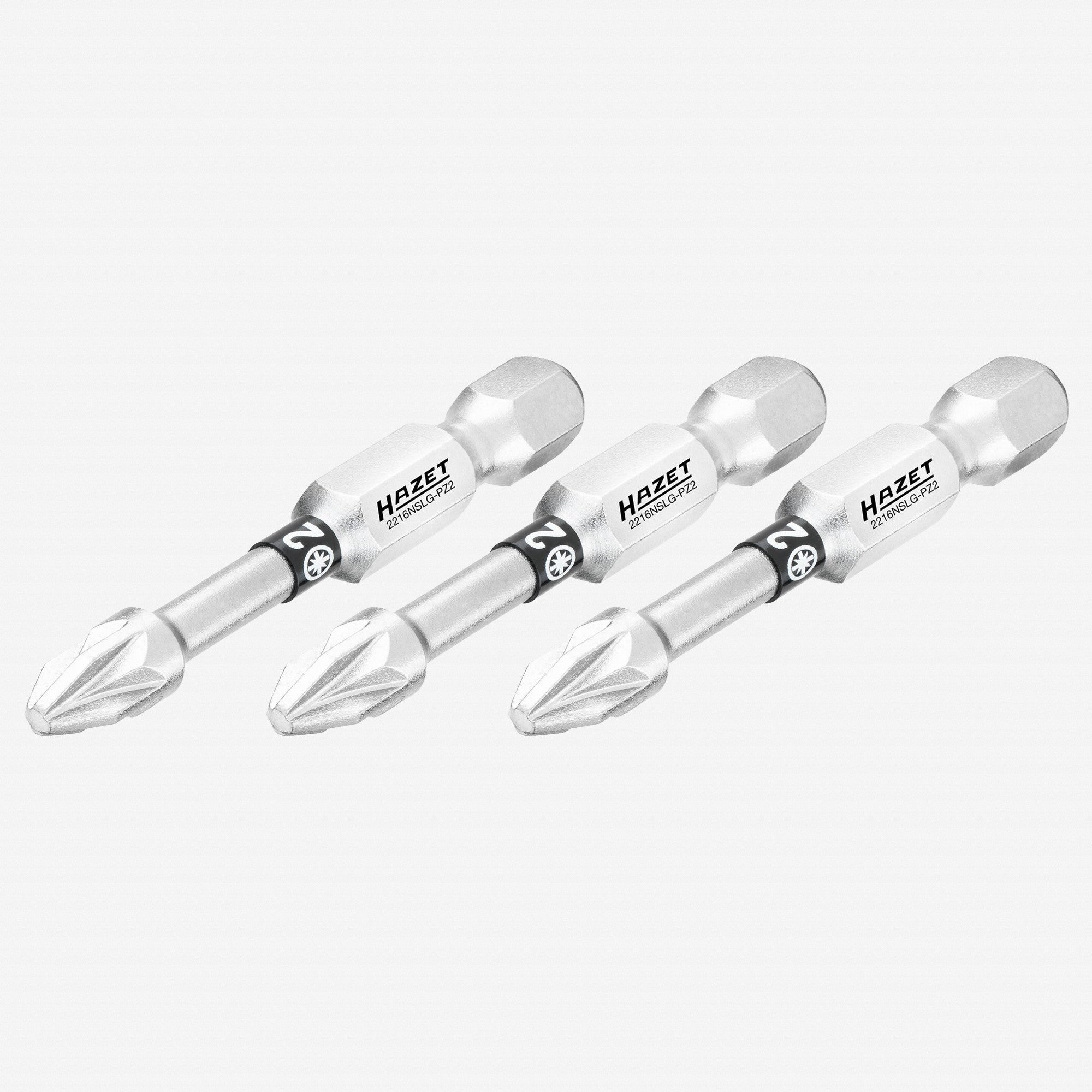 Hazet 2216NSLG-PZ2/3 Pozidriv 2 x 50 mm Torsion Bit, 3 Pieces - HZ2216NSLG-PZ2/3 - KC Tool