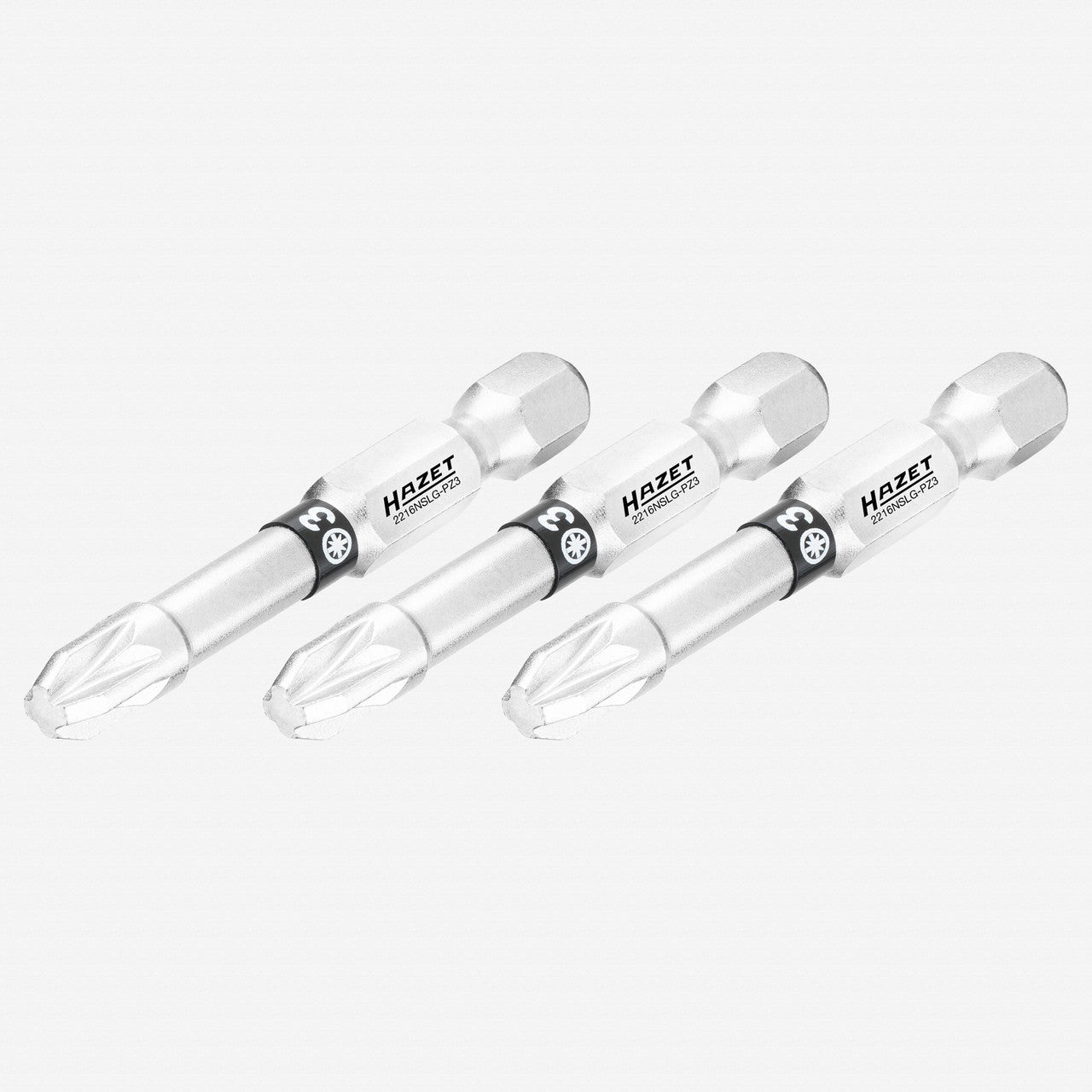 Hazet 2216NSLG - PZ3/3 Pozidriv 3 x 50 mm Torsion Bit, 3 Pieces - HZ2216NSLG-PZ3/3 - KC Tool