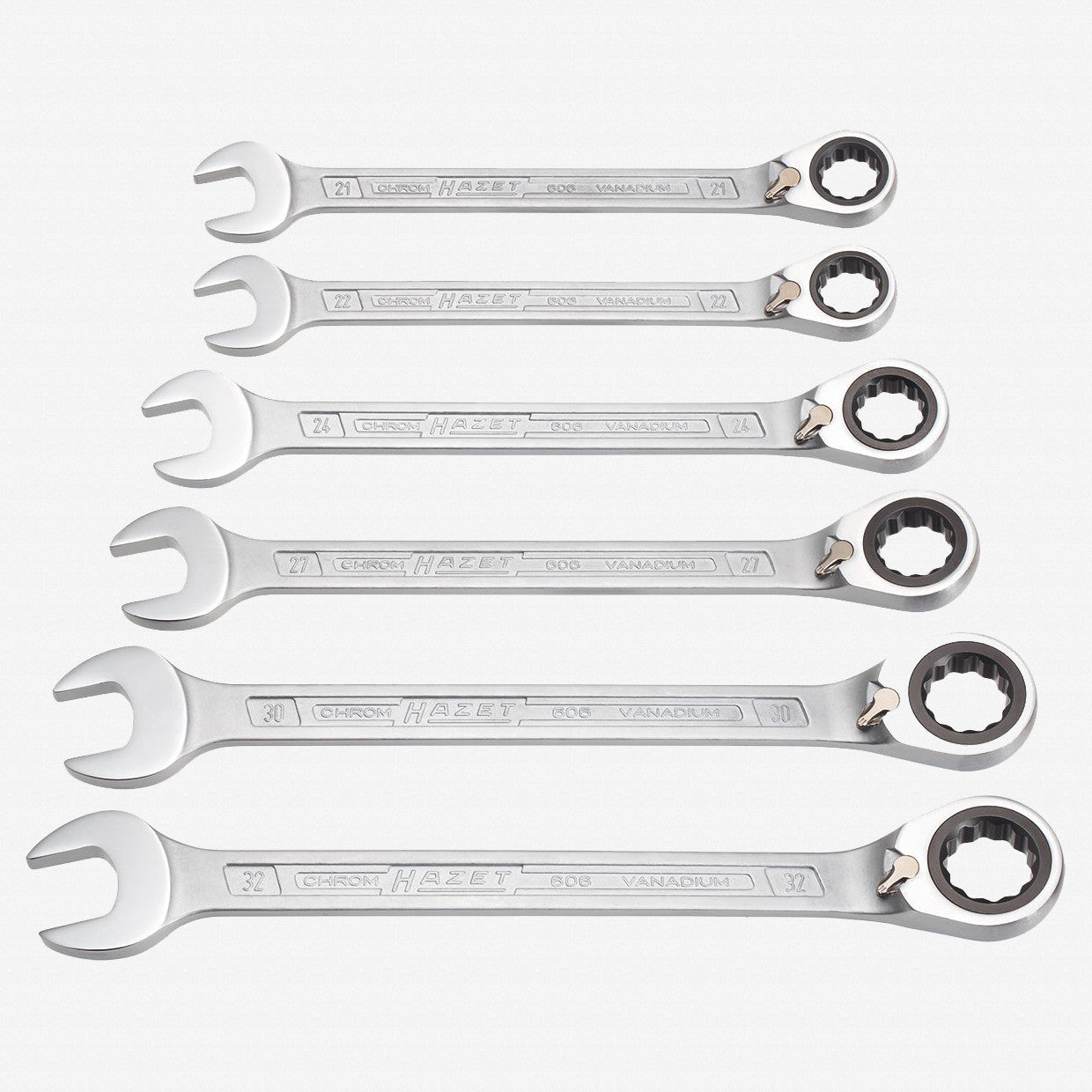 Hazet 606/6-1 Ratcheting combination wrench set 6 pc metric 21-32mm - HZ606/6-1 - KC Tool