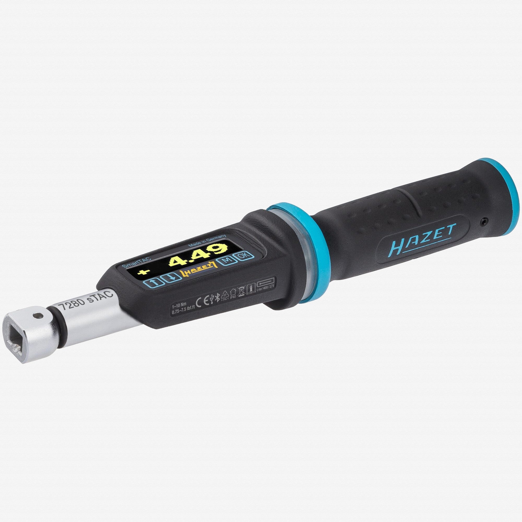 Hazet 7280-5STAC Electronic Torque Wrench with Angle Gauge, 9 x 12mm, 1 - 10Nm - HZ7280-5STAC - KC Tool