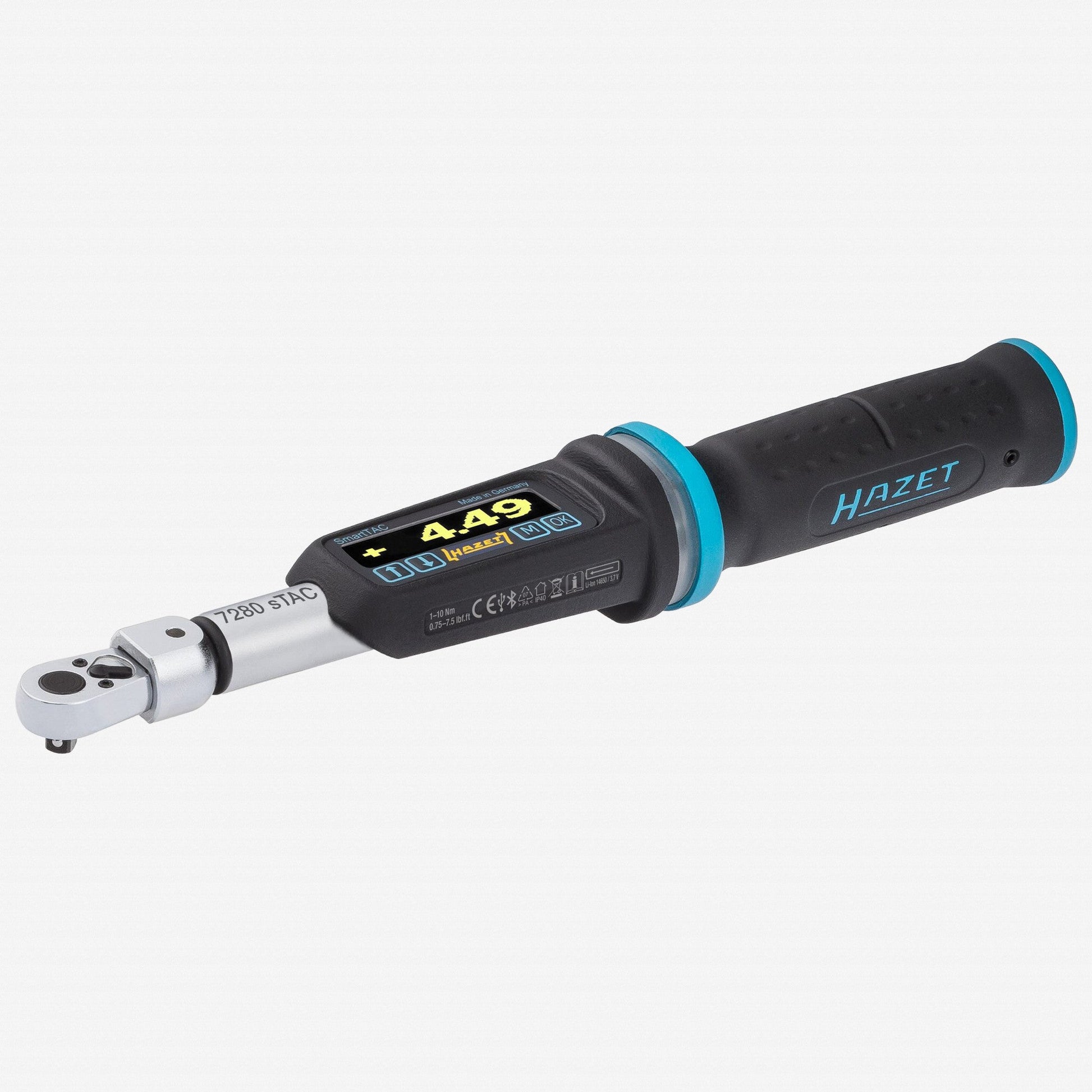 Hazet 7290-2STAC 3/8" Electronic Torque Wrench with Built-in Angle Gauge, 9 x 12 mm, 5 - 60 mm (3.5 - 44 lbs-ft) - HZ7290-2STAC - KC Tool