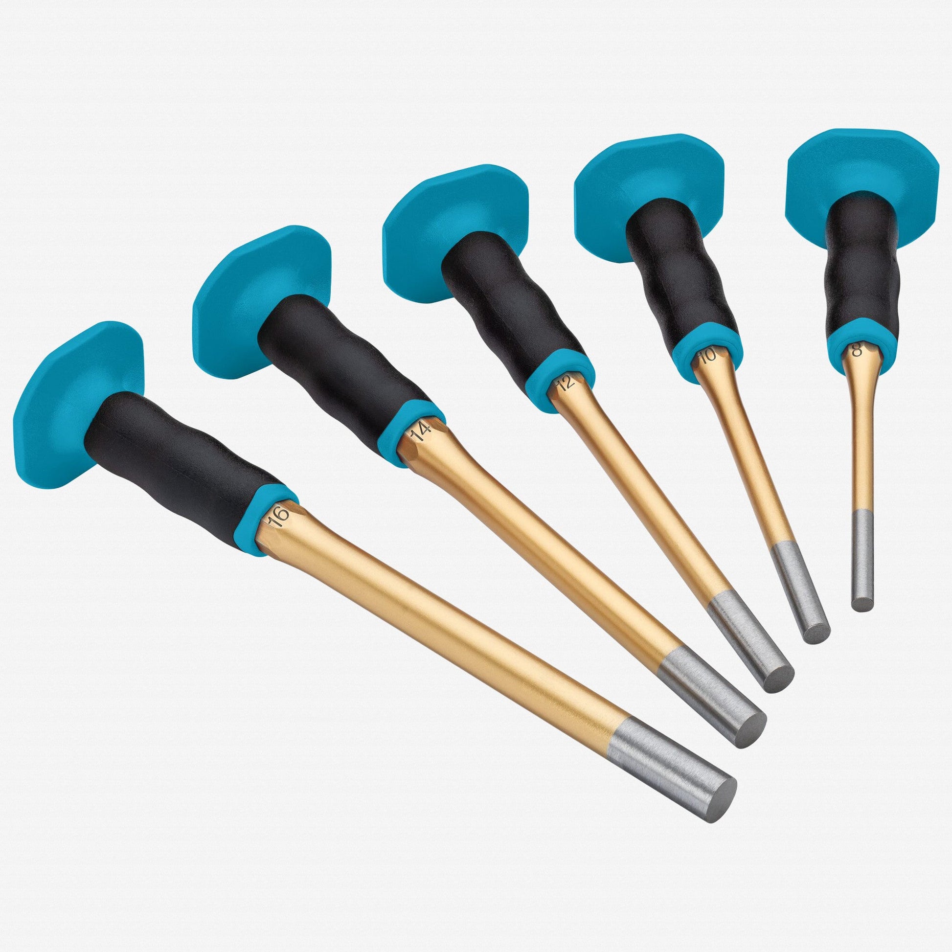 Hazet 751LHS/5-1 Extra Long Drift Pin Set with Hand Guard, 8 - 16 mm, 5 Pieces - HZ751LHS/5-1 - KC Tool