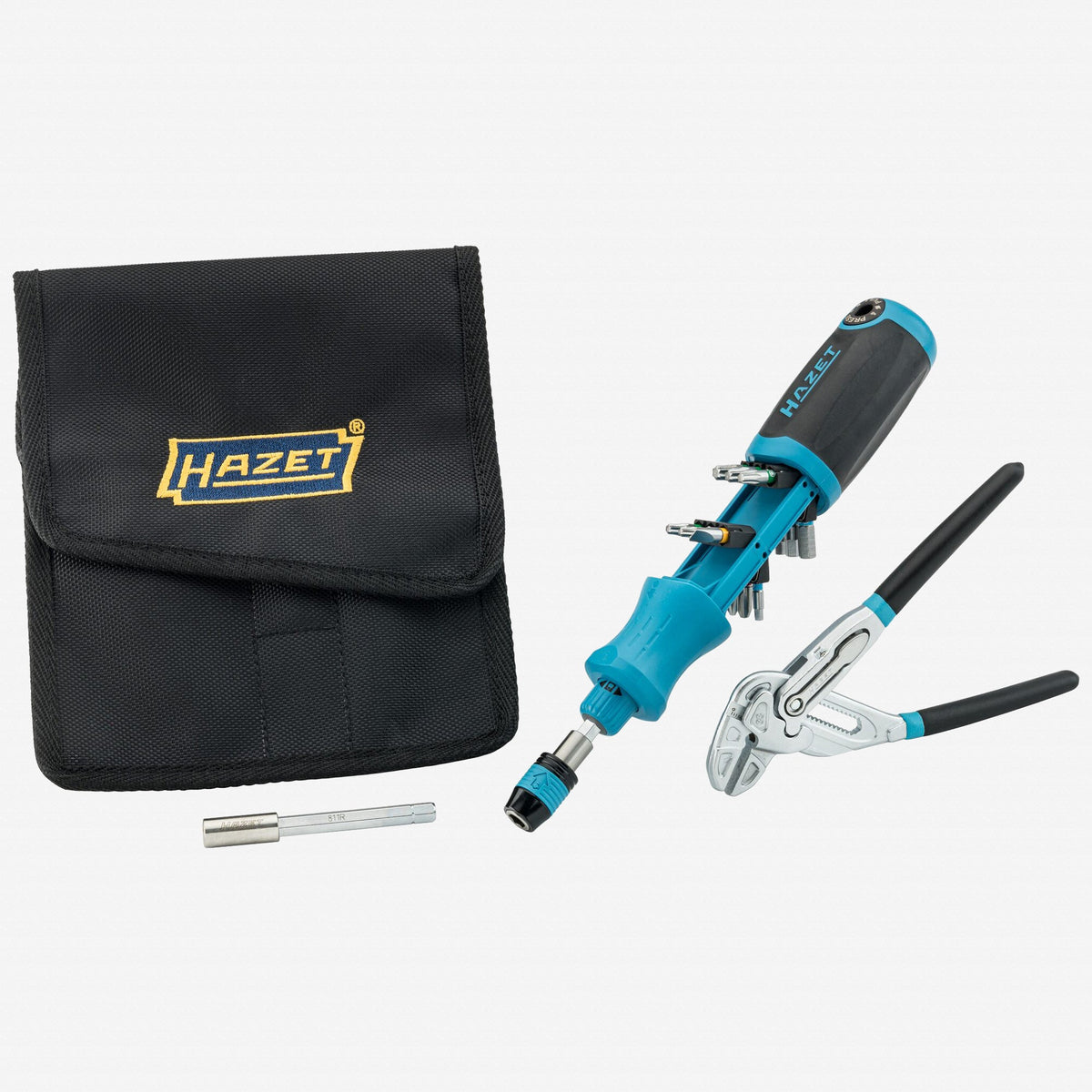 Hazet 811R/15 Ratcheting Bit Driver and Pliers Wrench Set, 15 Pieces - HZ811R/15 - KC Tool