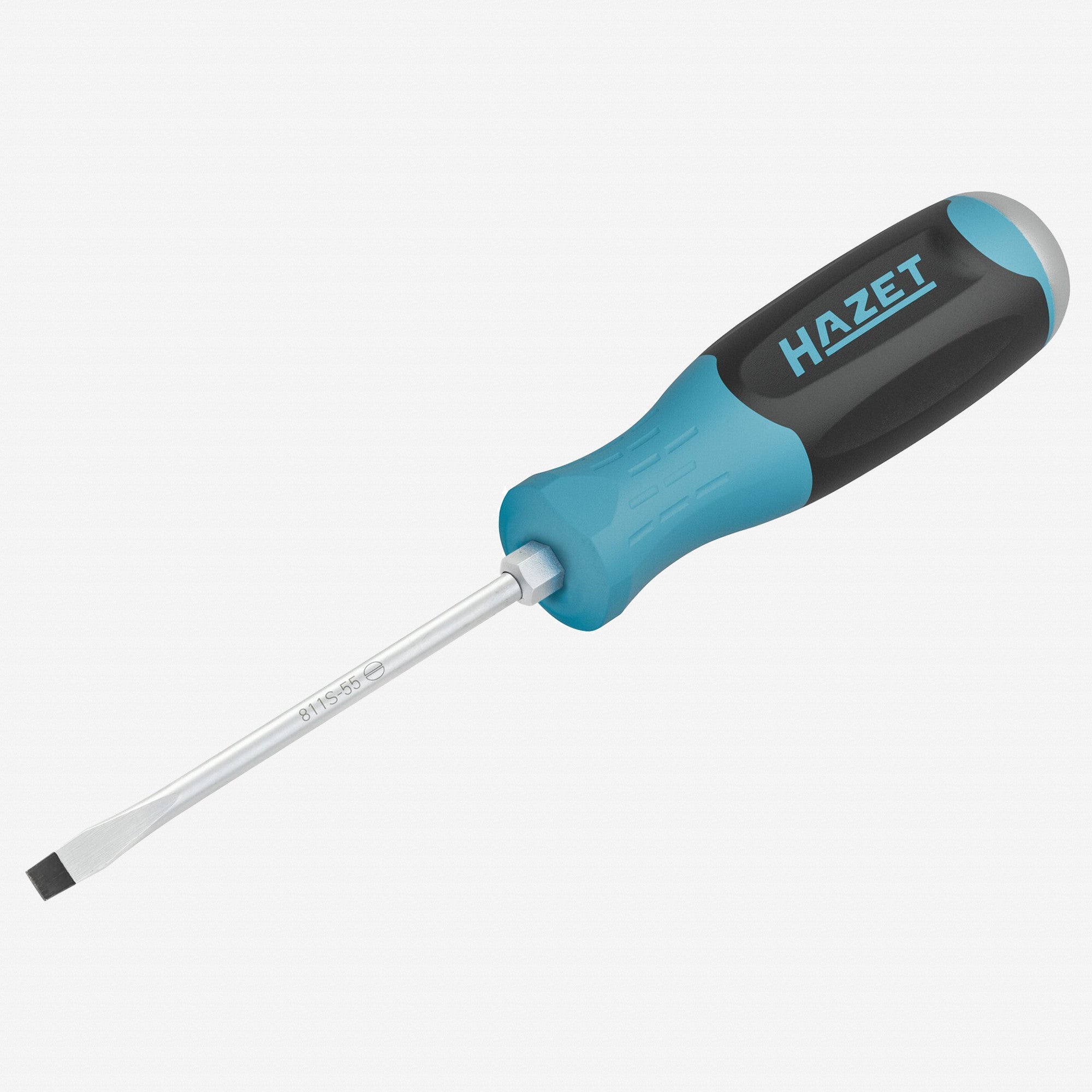 Hazet 811S-55 Slotted Screwdriver with 3K Handle and Striking Cap, 5.5 x 100 mm - HZ811S-55 - KC Tool