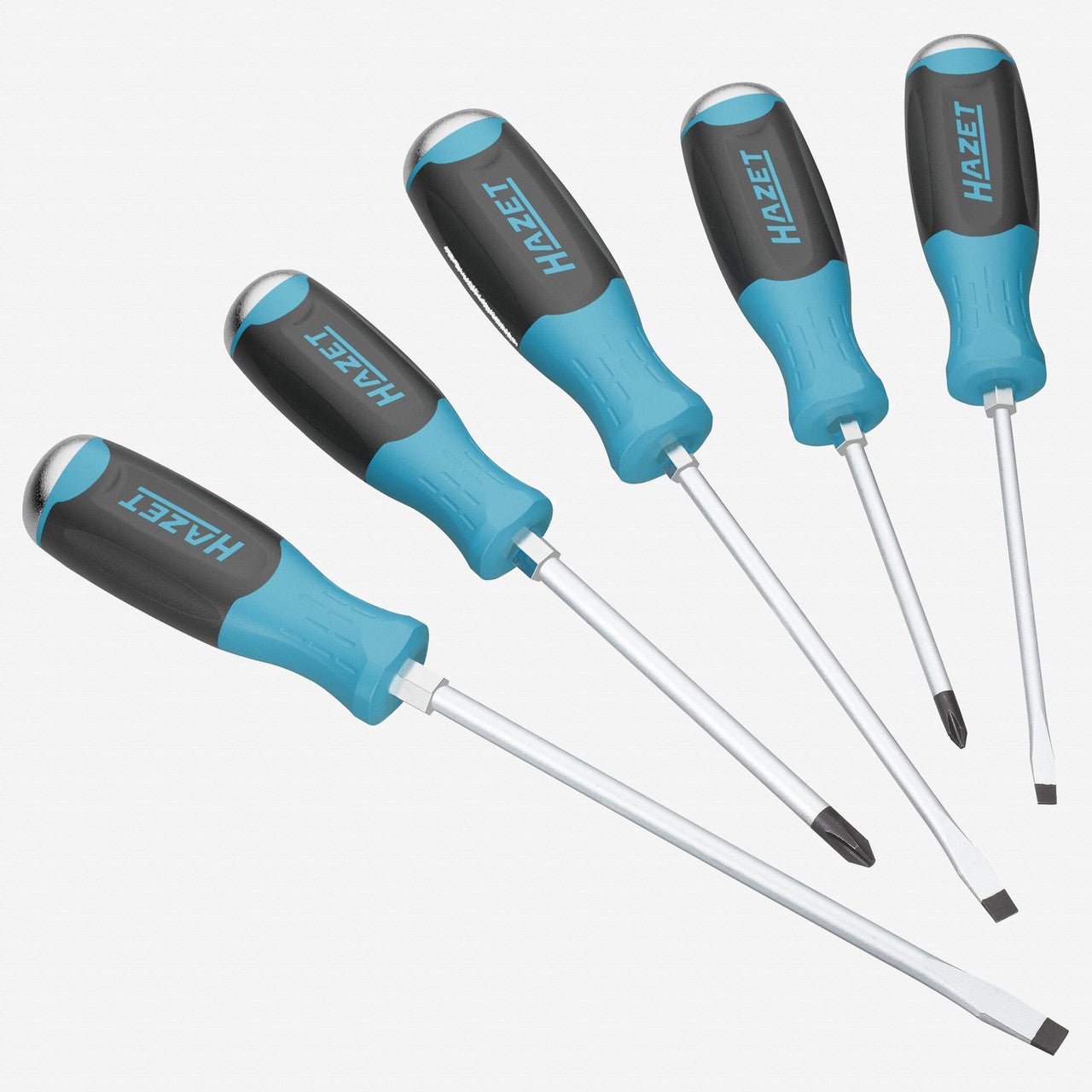 Hazet 811S/5 Slotted and Phillips Screwdriver Set with 3K Handles and Striking Caps, 5 Pieces - HZ811S/5 - KC Tool