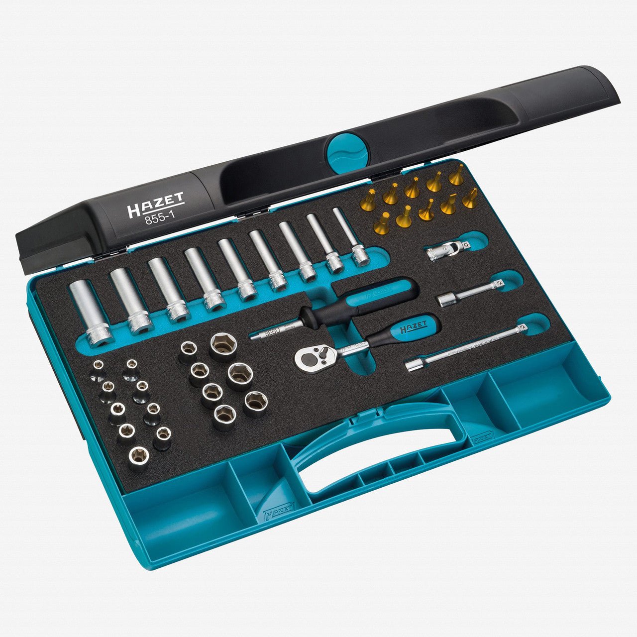 Hazet 855 - 1 1/4" Socket and Bit Titanium - Nitride Set, 40 Pieces - HZ855-1 - KC Tool