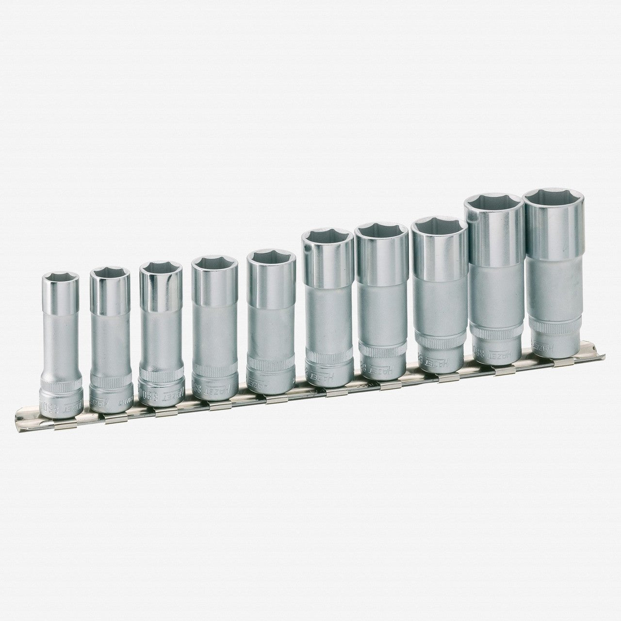 Hazet 880LG/10H 3/8" Deep Socket Set, Metric, 10 - 19 mm, 6 Point, 10 Pieces - HZ880LG/10H - KC Tool