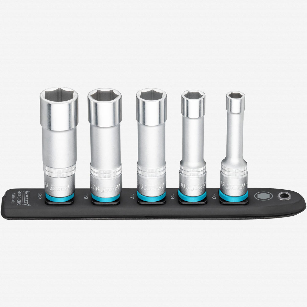 Hazet 900LG-SR/5 SmartRail 1/2" Metric Deep Socket Set, 5 Pieces - HZ900LG-SR/5 - KC Tool