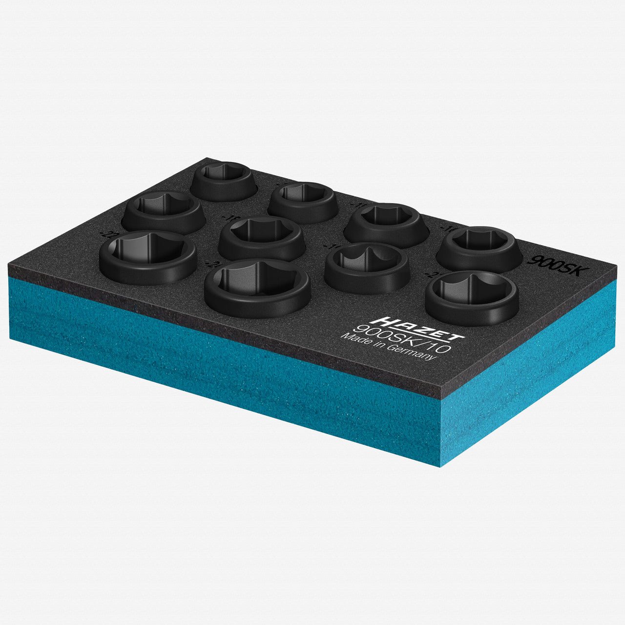 Hazet 900SK/10 Short Impact Socket Set in Foam Tray, 1/2" Drive, 13 - 24 mm, 10 Pieces - HZ900SK/10 - KC Tool