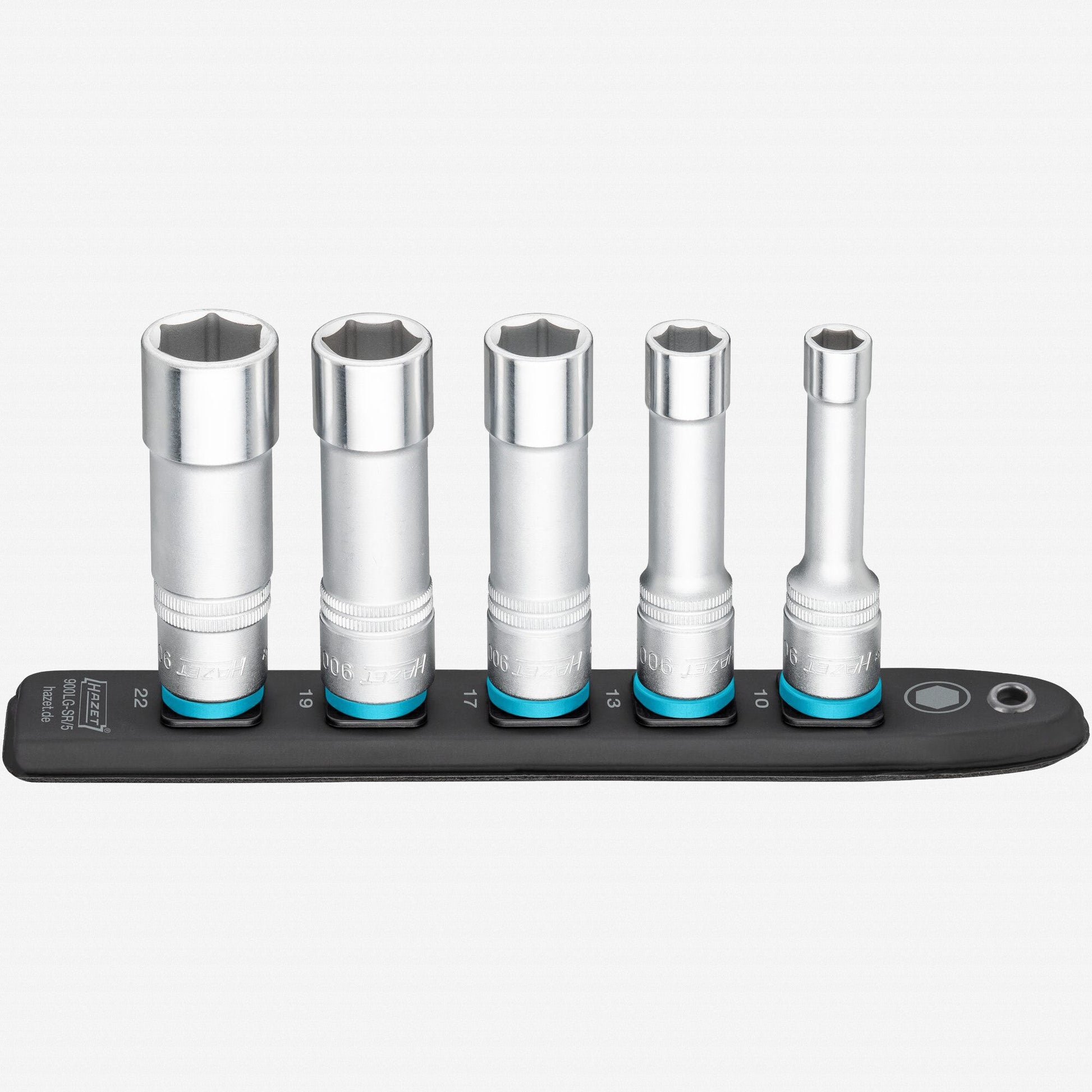 Hazet 900SLG-SR/5 SmartRail 1/2" Impact Metric Deep Socket Set, 5 Pieces - HZ900SLG-SR/5 - KC Tool