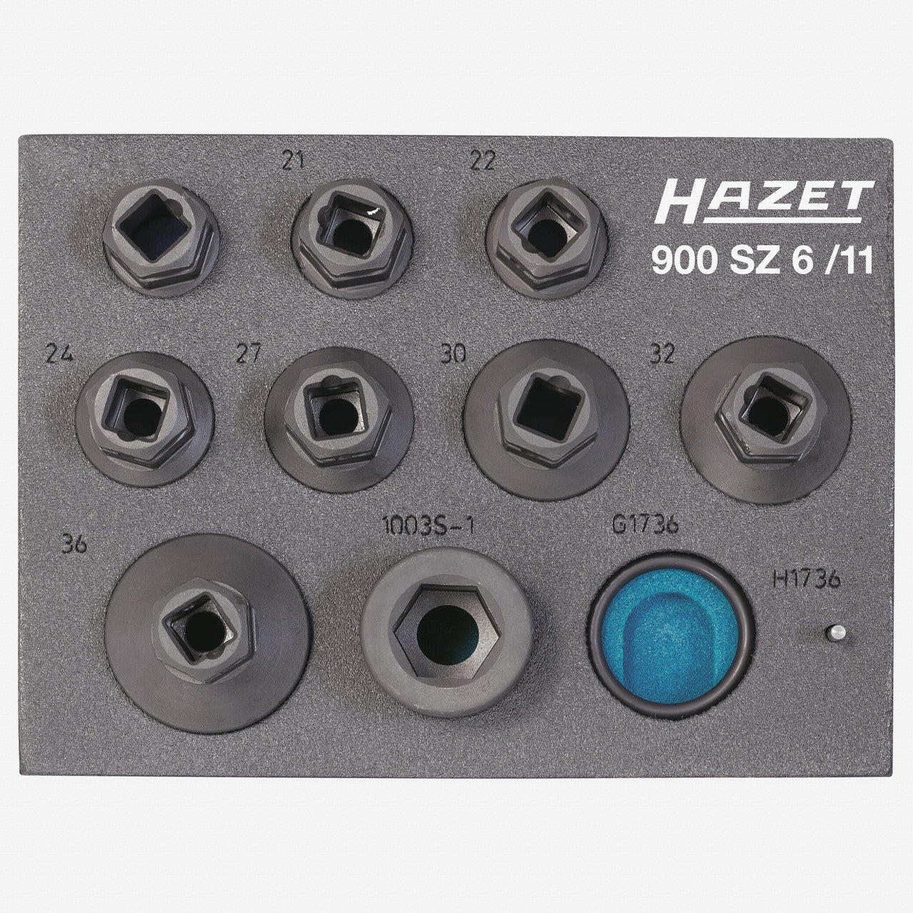 Hazet 900SZ6/11 Impact Outside Hex Socket Set, 1/2" Inside Square, 24 mm Outside Hex Drive with 3/4" Square Adapter - HZ900SZ6/11 - KC Tool