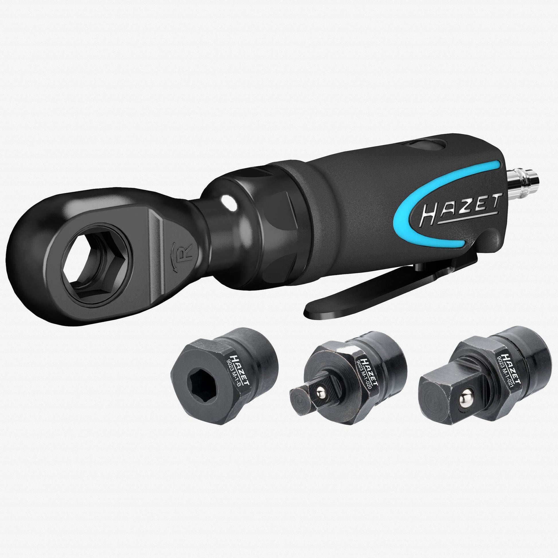 Hazet 9023M-1 Mini Multifunctional Air Ratchet, 1/4" and 3/8" Square Drive, 1/4" Hex Drive - HZ9023M-1 - KC Tool