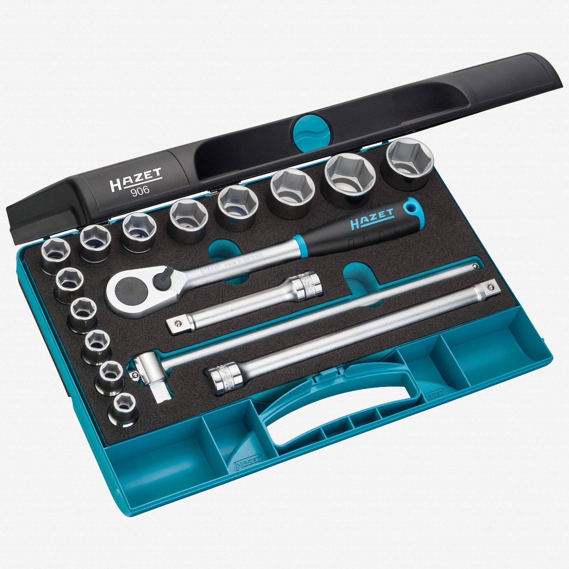Hazet 906 1/2" Metric Socket Set, 10-32 mm, 17 Pieces - HZ906 - KC Tool