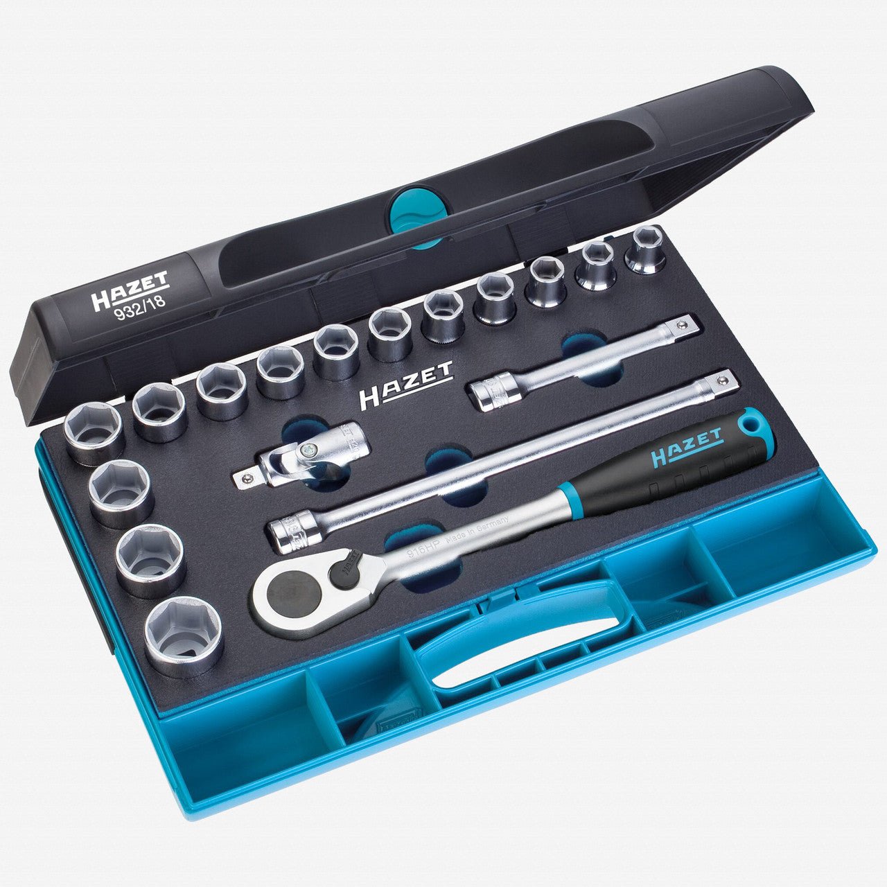 Hazet 932/18 1/2" Metric Socket Set, 18 Pieces - HZ932/18 - KC Tool