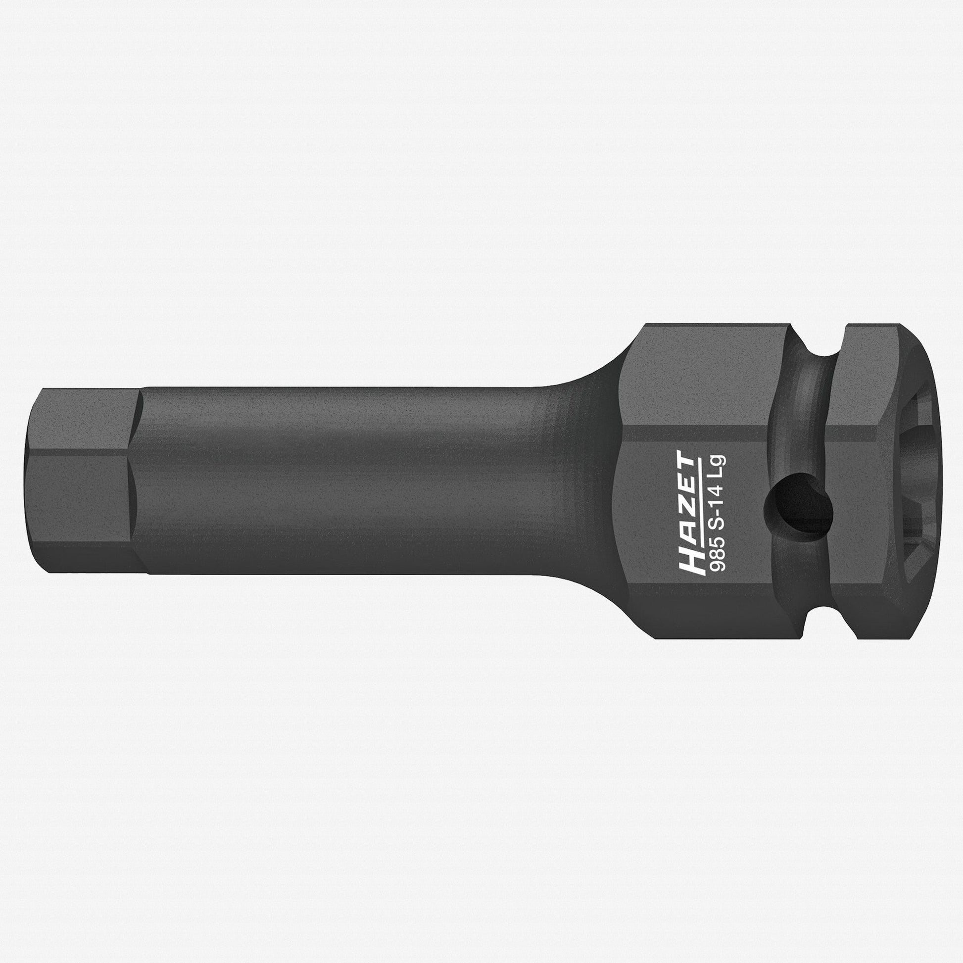 Hazet 985S-14LG Extra-Long 14 mm Inside Hex Impact Socket, 1/2" Drive, 24 mm Outside Hex Drive, 75 mm - HZ985S-14LG - KC Tool