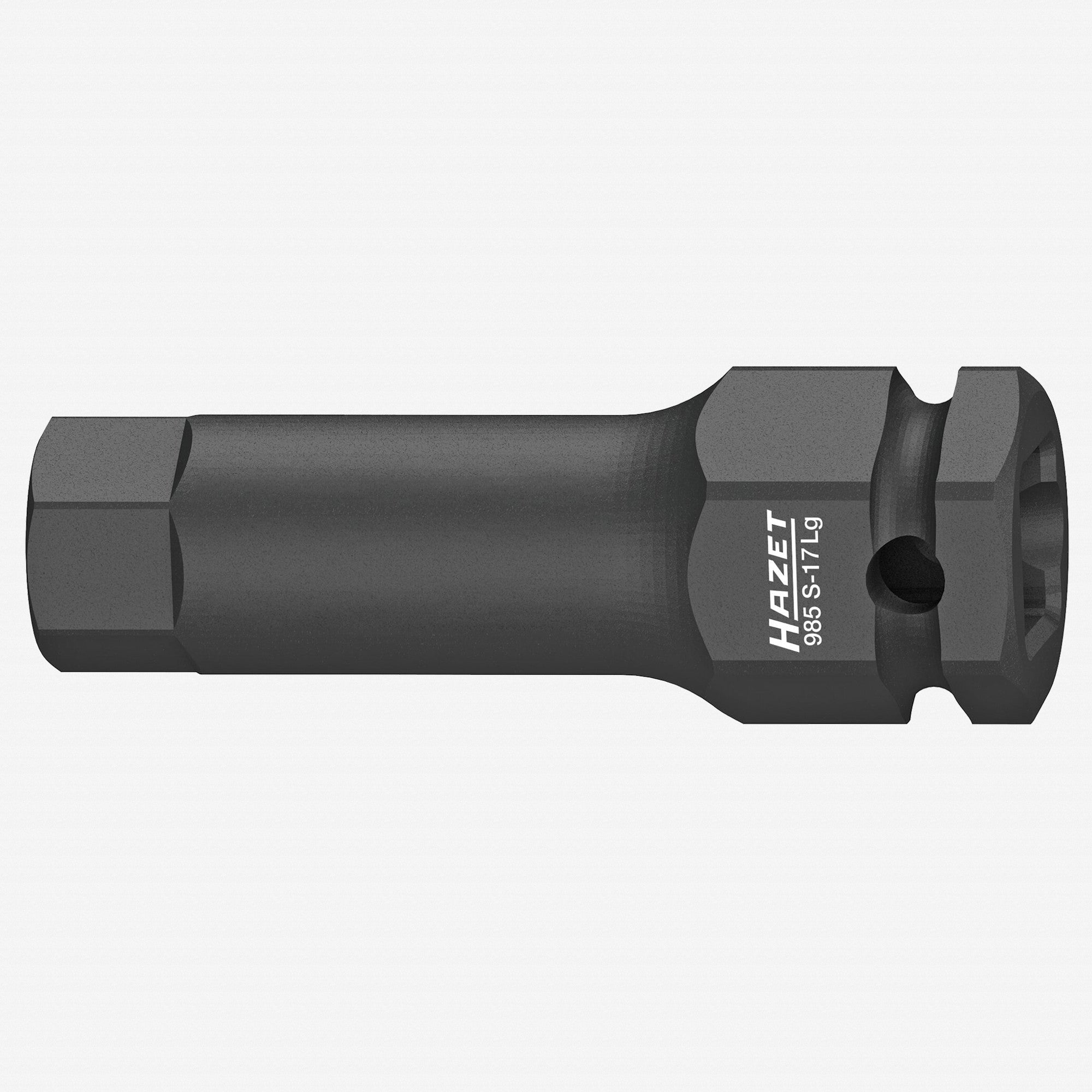 Hazet 985S-17LG Extra-Long 17 mm Inside Hex Impact Socket, 1/2" Drive, 24 mm Outside Hex Drive, 75 mm - HZ985S-17LG - KC Tool