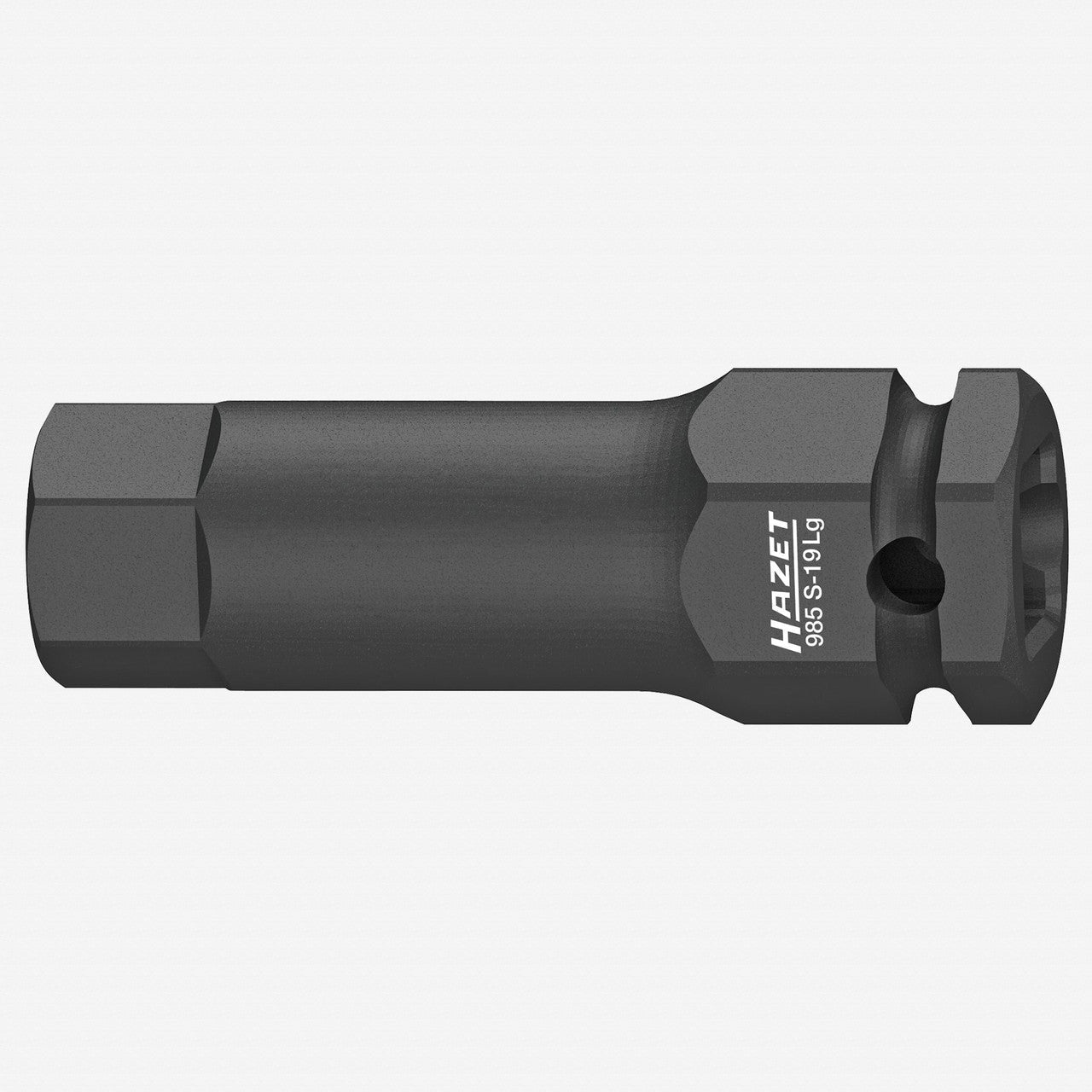 Hazet 985S - 19LG Extra - Long 19 mm Inside Hex Impact Socket, 1/2" Drive, 24 mm Outside Hex Drive, 75 mm - HZ985S-19LG - KC Tool
