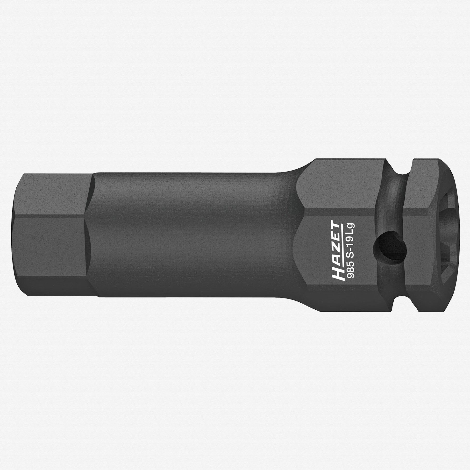Hazet 985S-19LG Extra-Long 19 mm Inside Hex Impact Socket, 1/2" Drive, 24 mm Outside Hex Drive, 75 mm - HZ985S-19LG - KC Tool