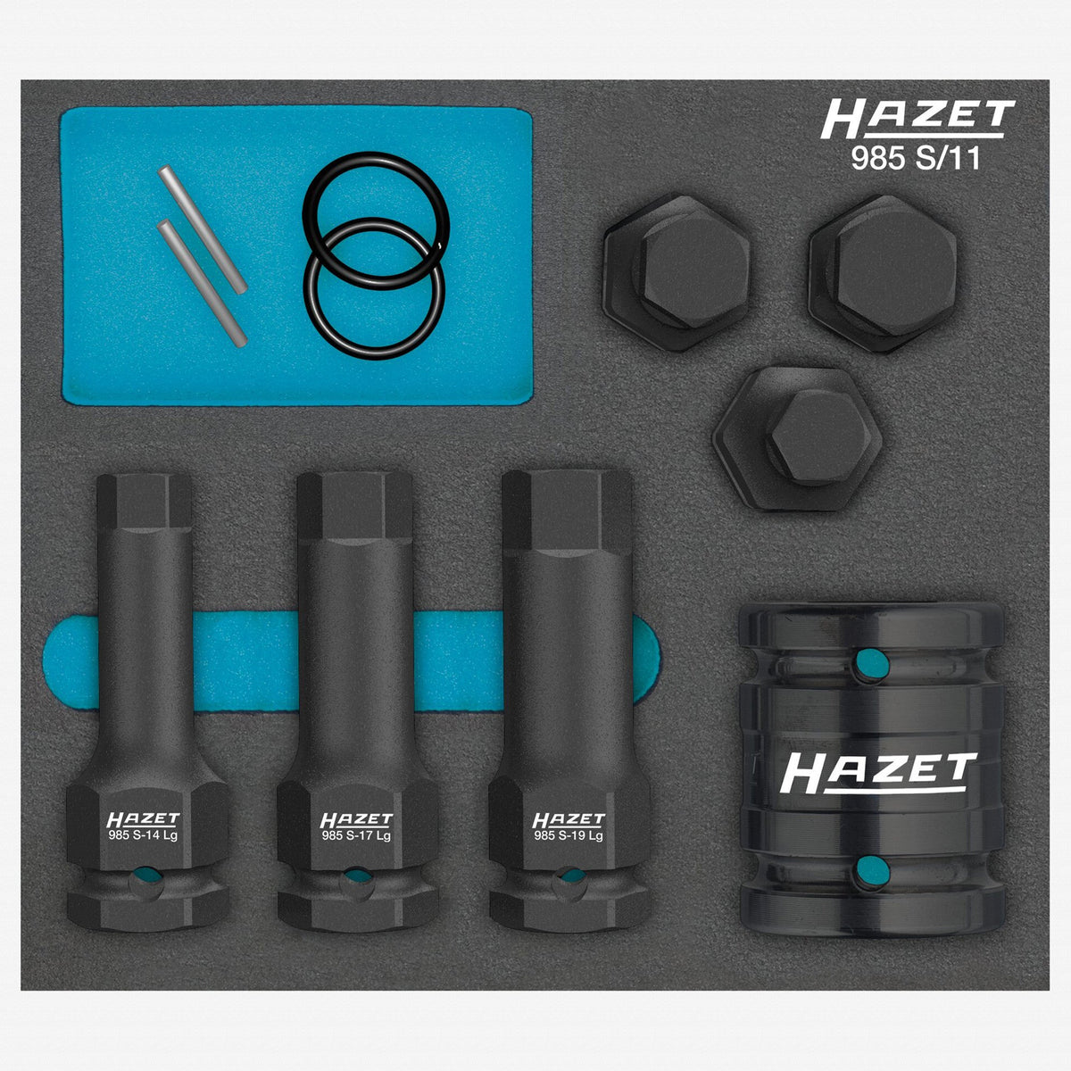 Hazet 985S/11 Impact Inside Hex Socket Set, 1/2 Inside Square, 24 mm Outside Hex Drive with 3/4" Square Drive Adapter - HZ985S/11 - KC Tool